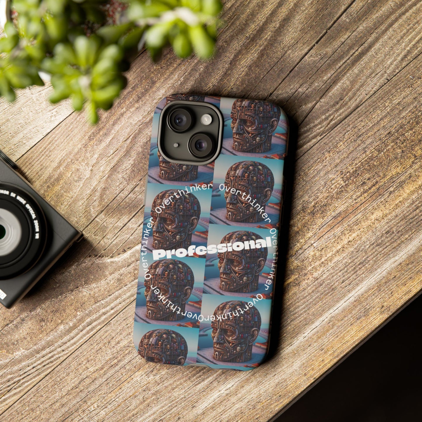 Professional Overthinker Phone Case, Cool Phone Cover, Tough Case for Gifts, Skull Design, Unique Phone Accessory, Fun Tech Gear