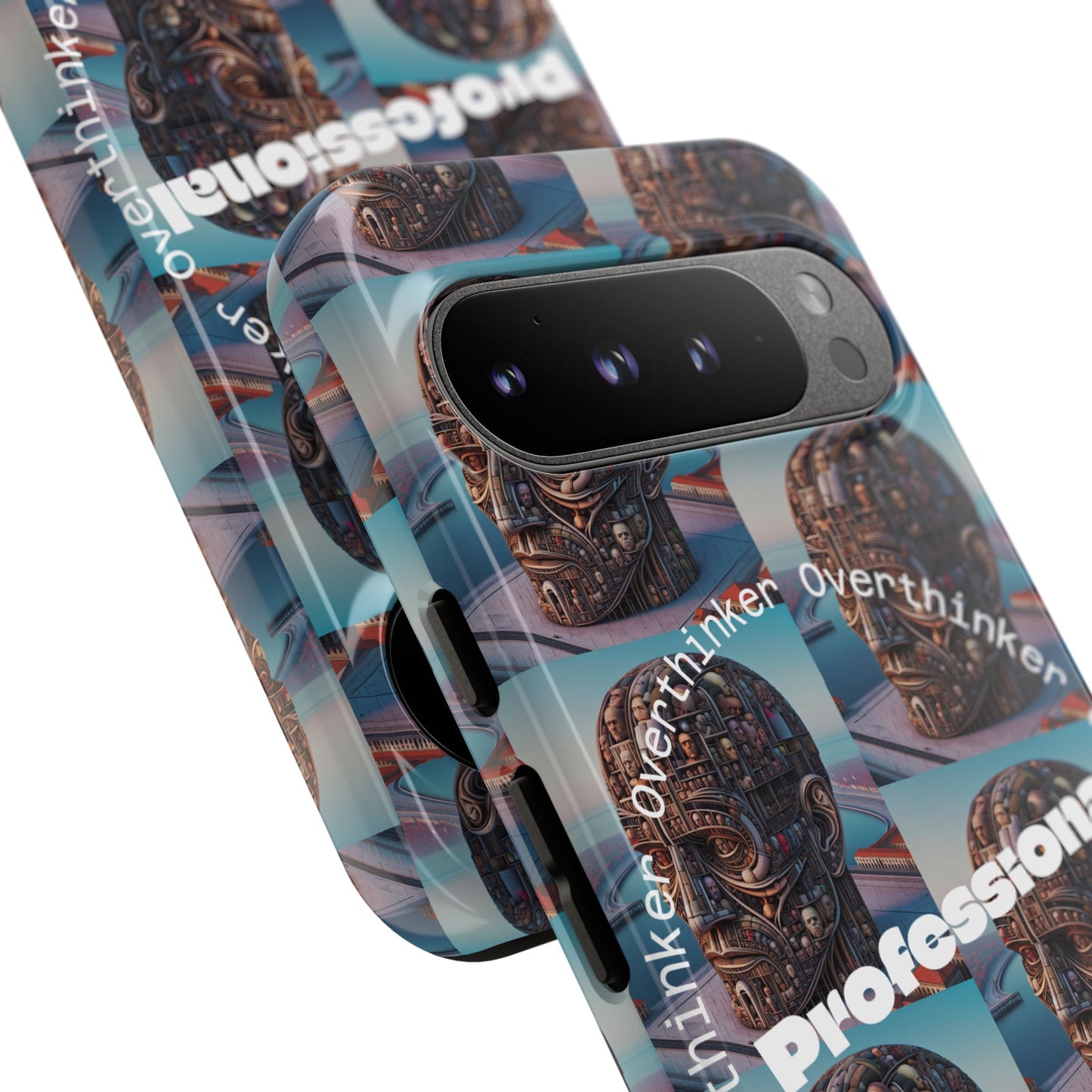 Professional Overthinker Phone Case, Cool Phone Cover, Tough Case for Gifts, Skull Design, Unique Phone Accessory, Fun Tech Gear