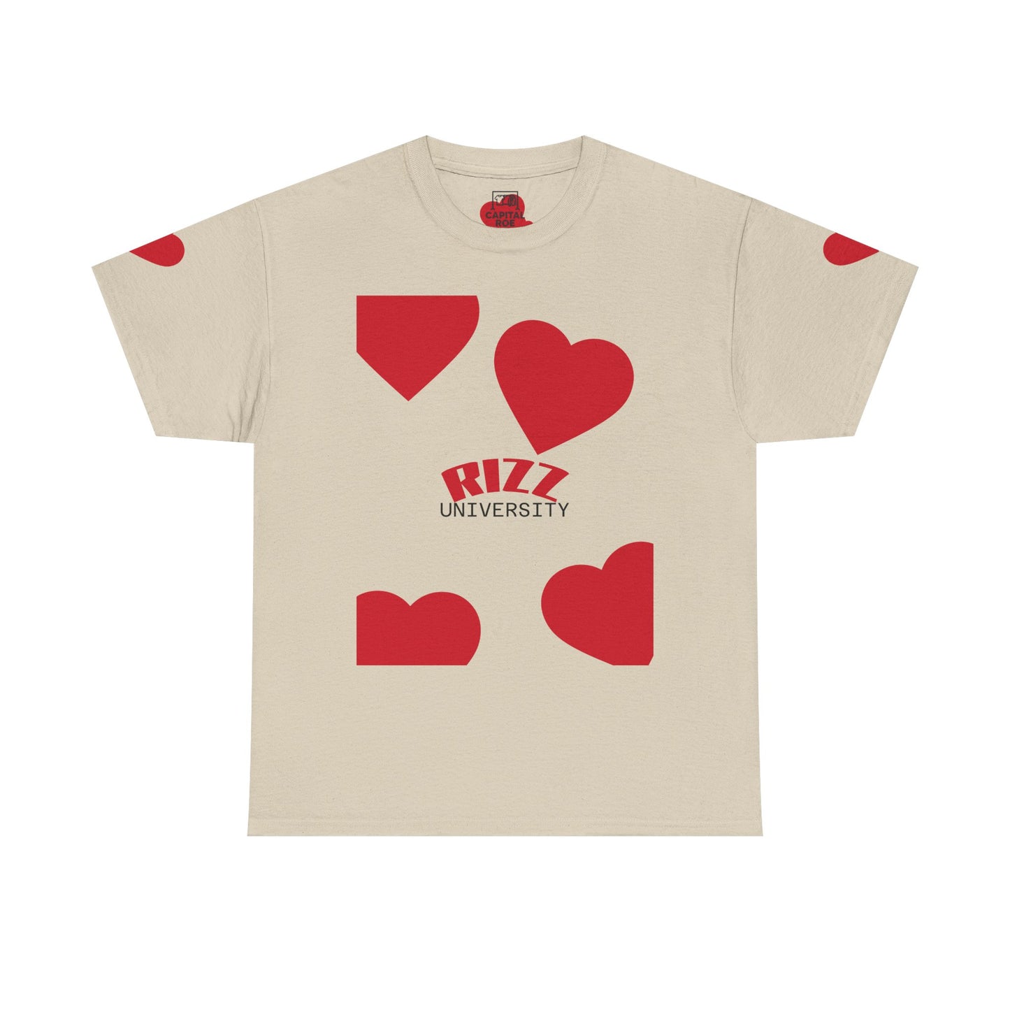Unisex Heavy Cotton Tee with Heart Design - Rizz University Graphic Shirt, Casual Wear, Gifts for Students,