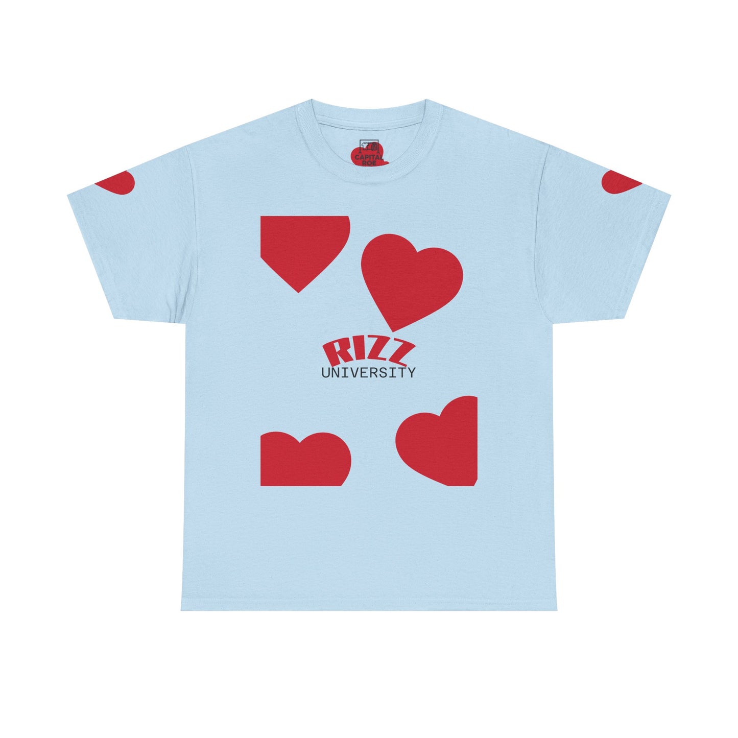 Unisex Heavy Cotton Tee with Heart Design - Rizz University Graphic Shirt, Casual Wear, Gifts for Students,