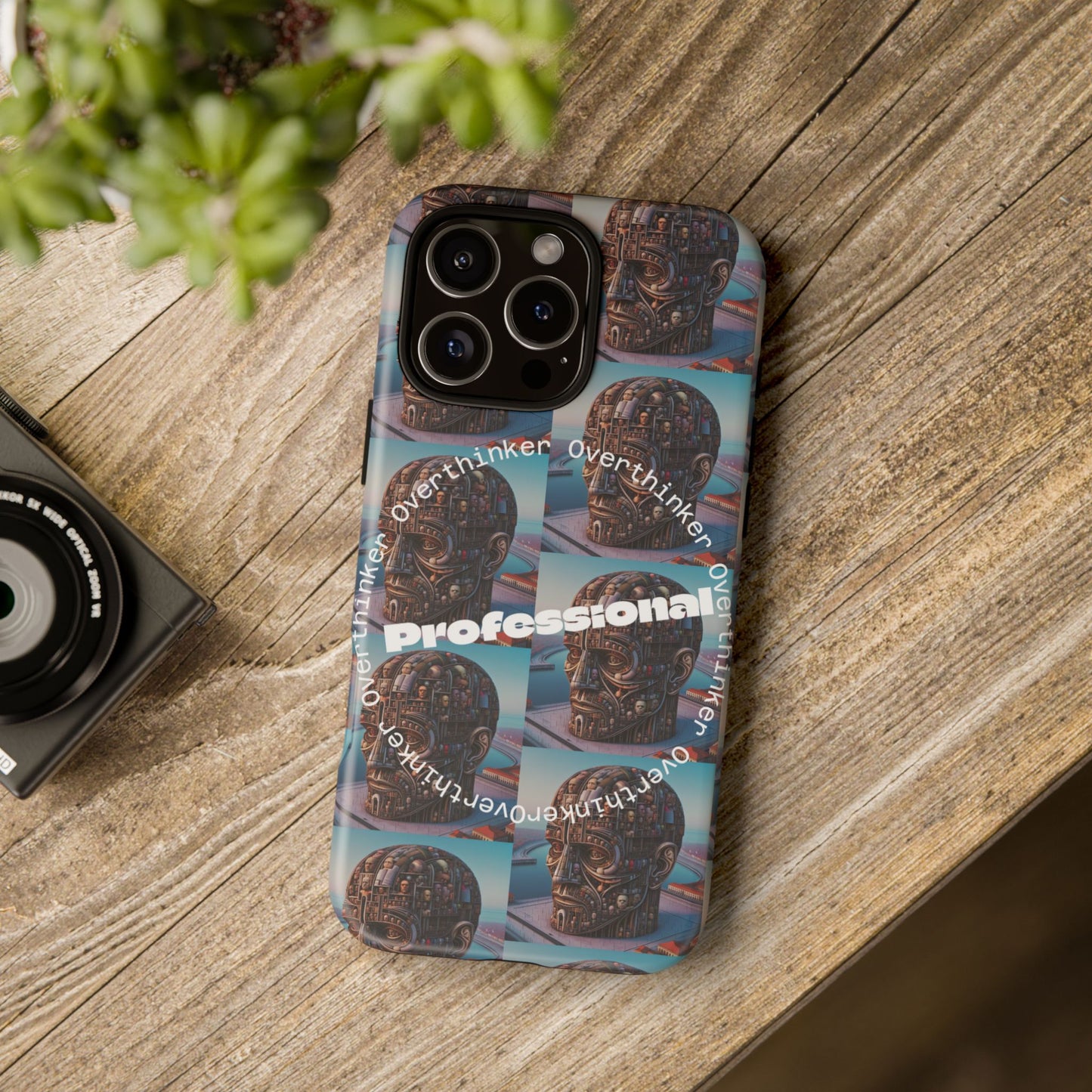 Professional Overthinker Phone Case, Cool Phone Cover, Tough Case for Gifts, Skull Design, Unique Phone Accessory, Fun Tech Gear