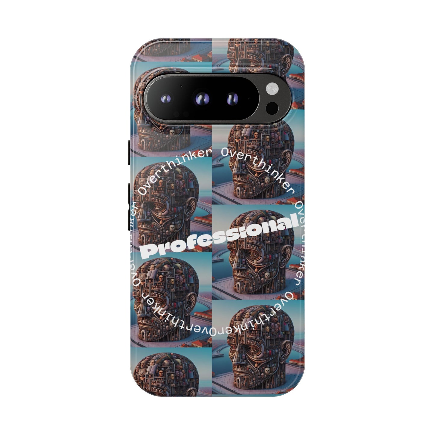 Professional Overthinker Phone Case, Cool Phone Cover, Tough Case for Gifts, Skull Design, Unique Phone Accessory, Fun Tech Gear