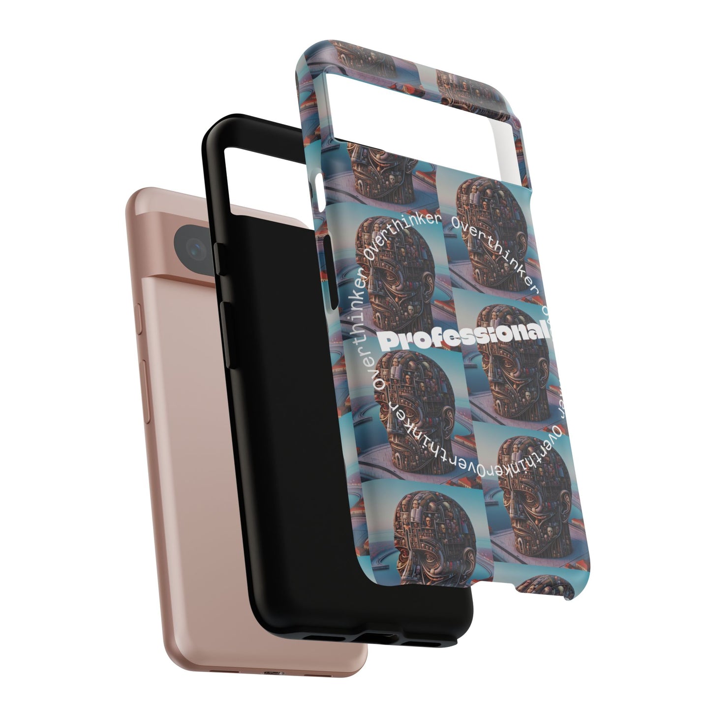 Professional Overthinker Phone Case, Cool Phone Cover, Tough Case for Gifts, Skull Design, Unique Phone Accessory, Fun Tech Gear