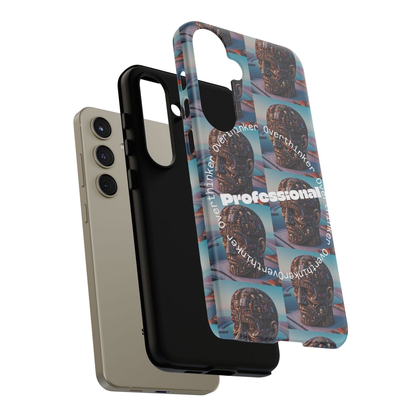 Professional Overthinker Phone Case, Cool Phone Cover, Tough Case for Gifts, Skull Design, Unique Phone Accessory, Fun Tech Gear
