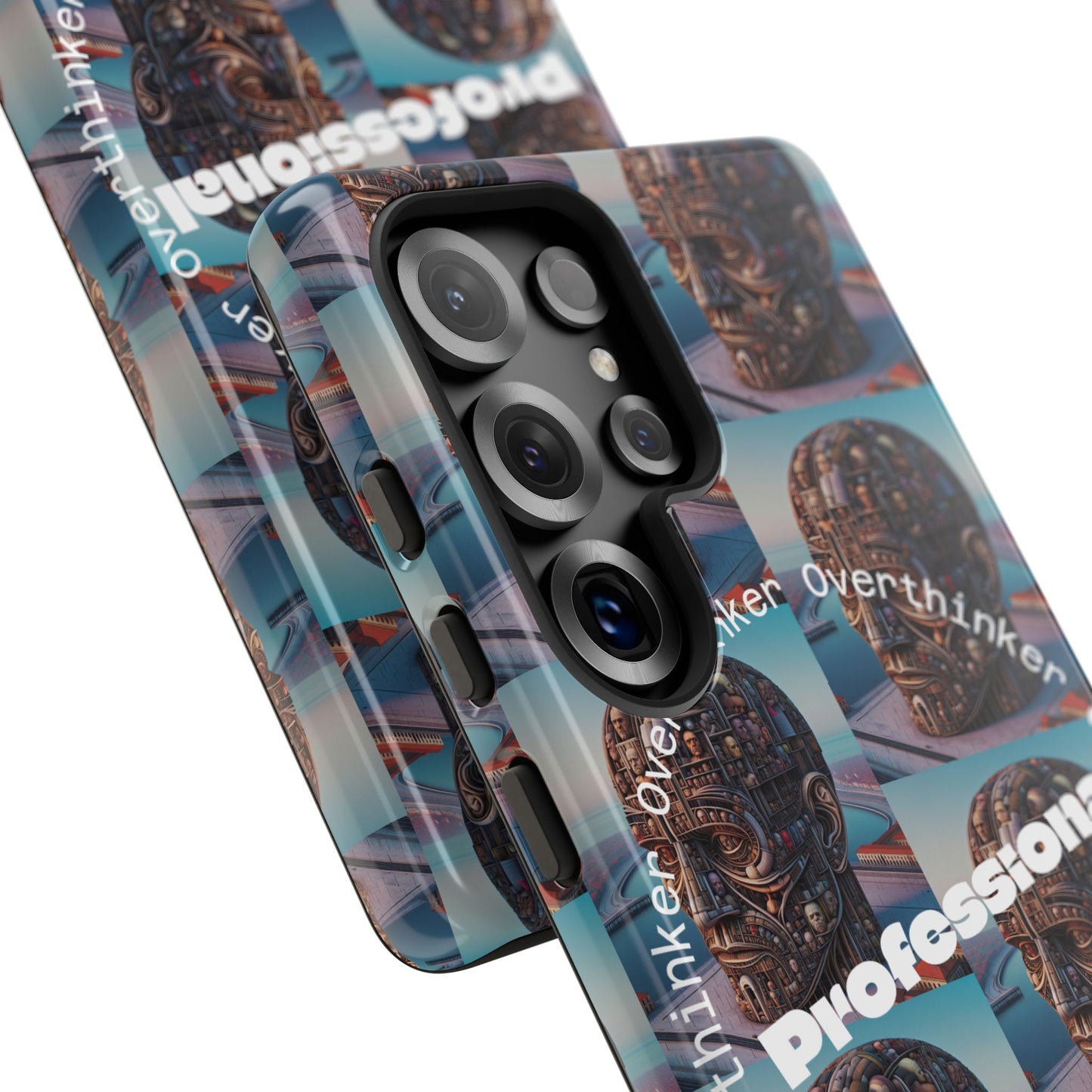 Professional Overthinker Phone Case, Cool Phone Cover, Tough Case for Gifts, Skull Design, Unique Phone Accessory, Fun Tech Gear