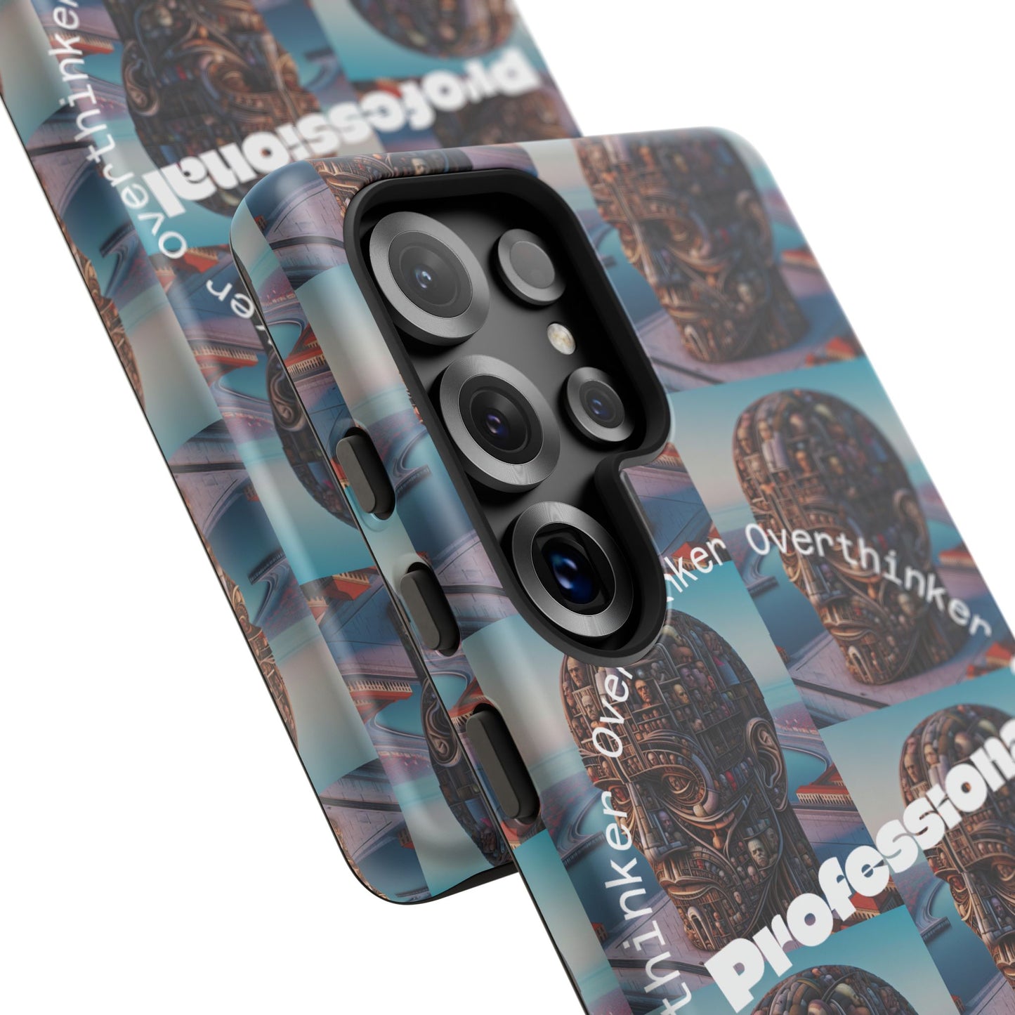 Professional Overthinker Phone Case, Cool Phone Cover, Tough Case for Gifts, Skull Design, Unique Phone Accessory, Fun Tech Gear