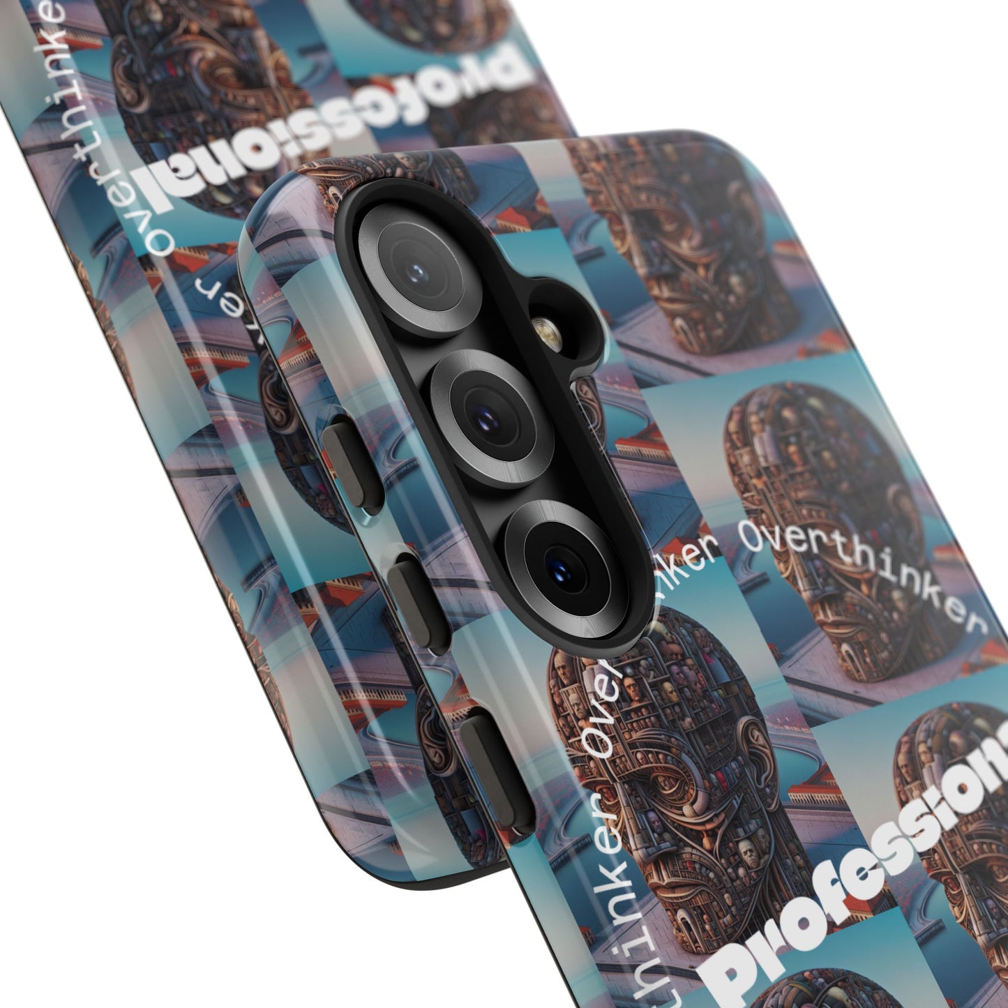 Professional Overthinker Phone Case, Cool Phone Cover, Tough Case for Gifts, Skull Design, Unique Phone Accessory, Fun Tech Gear