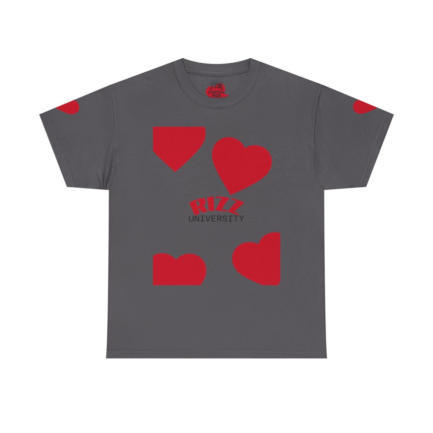 Unisex Heavy Cotton Tee with Heart Design - Rizz University Graphic Shirt, Casual Wear, Gifts for Students,