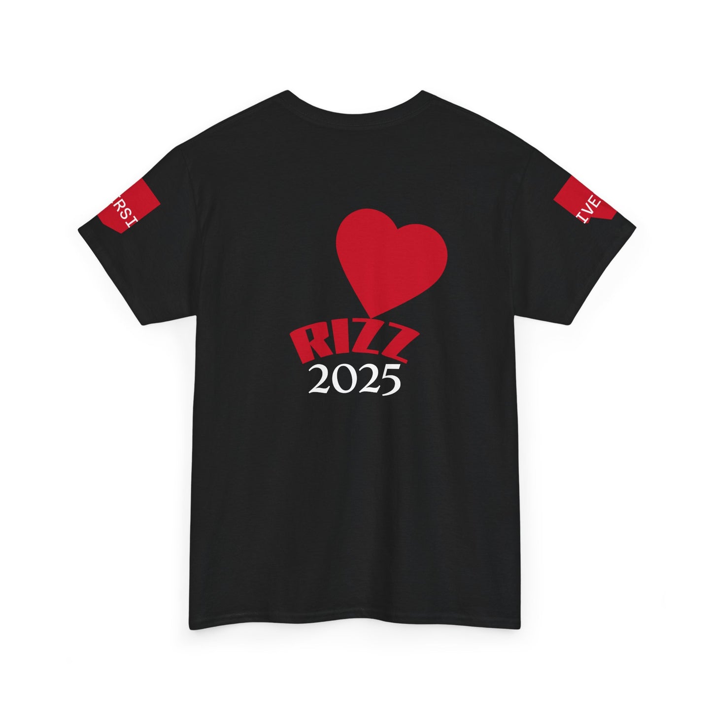 Unisex Heavy Cotton Tee with Heart Design - Rizz University Graphic Shirt, Casual Wear, Gifts for Students,