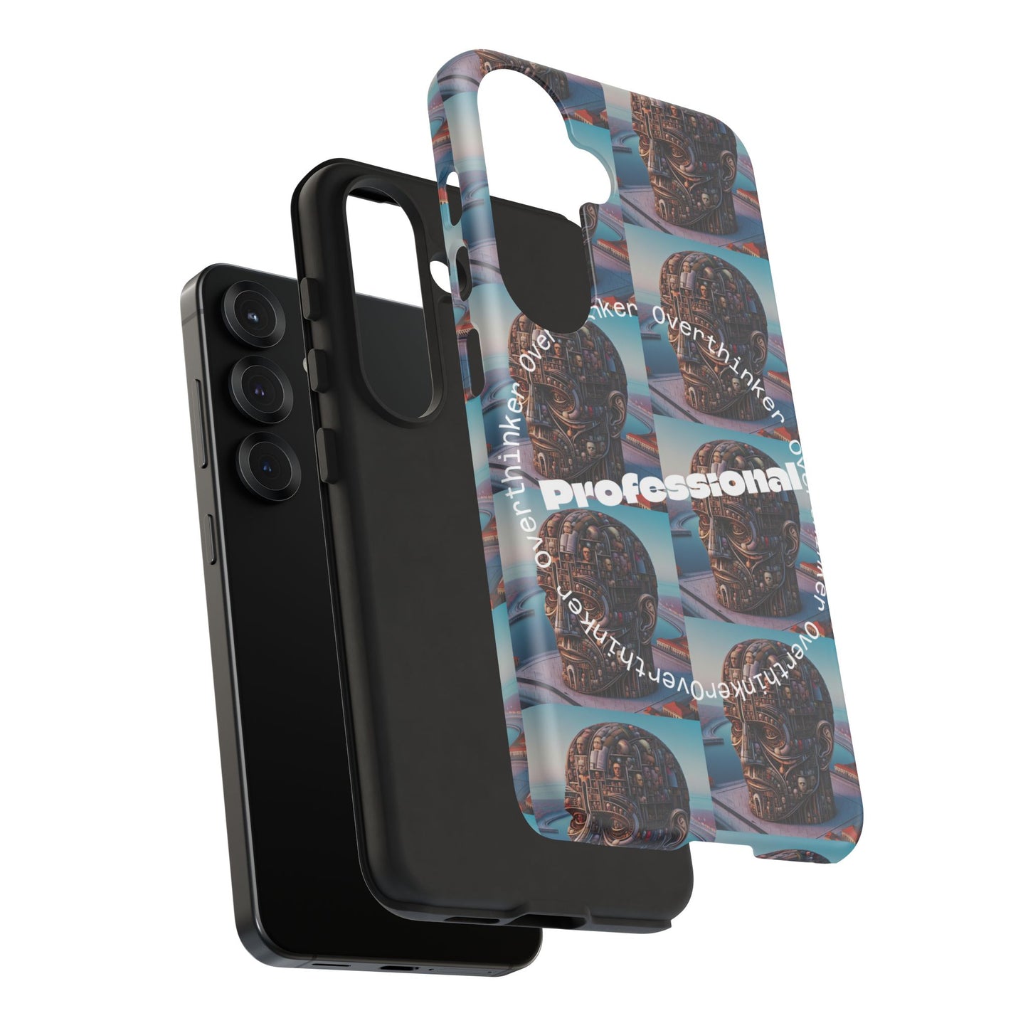 Professional Overthinker Phone Case, Cool Phone Cover, Tough Case for Gifts, Skull Design, Unique Phone Accessory, Fun Tech Gear