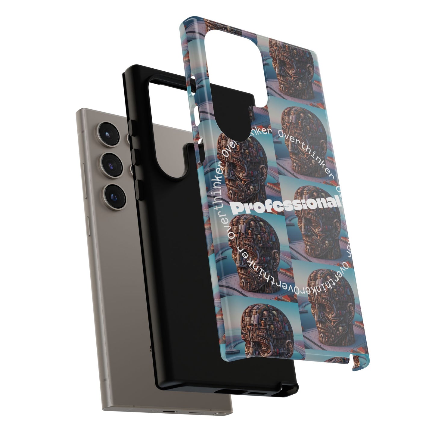 Professional Overthinker Phone Case, Cool Phone Cover, Tough Case for Gifts, Skull Design, Unique Phone Accessory, Fun Tech Gear