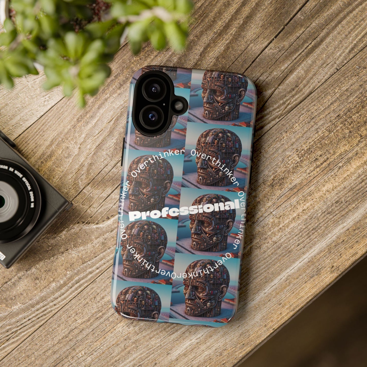 Professional Overthinker Phone Case, Cool Phone Cover, Tough Case for Gifts, Skull Design, Unique Phone Accessory, Fun Tech Gear