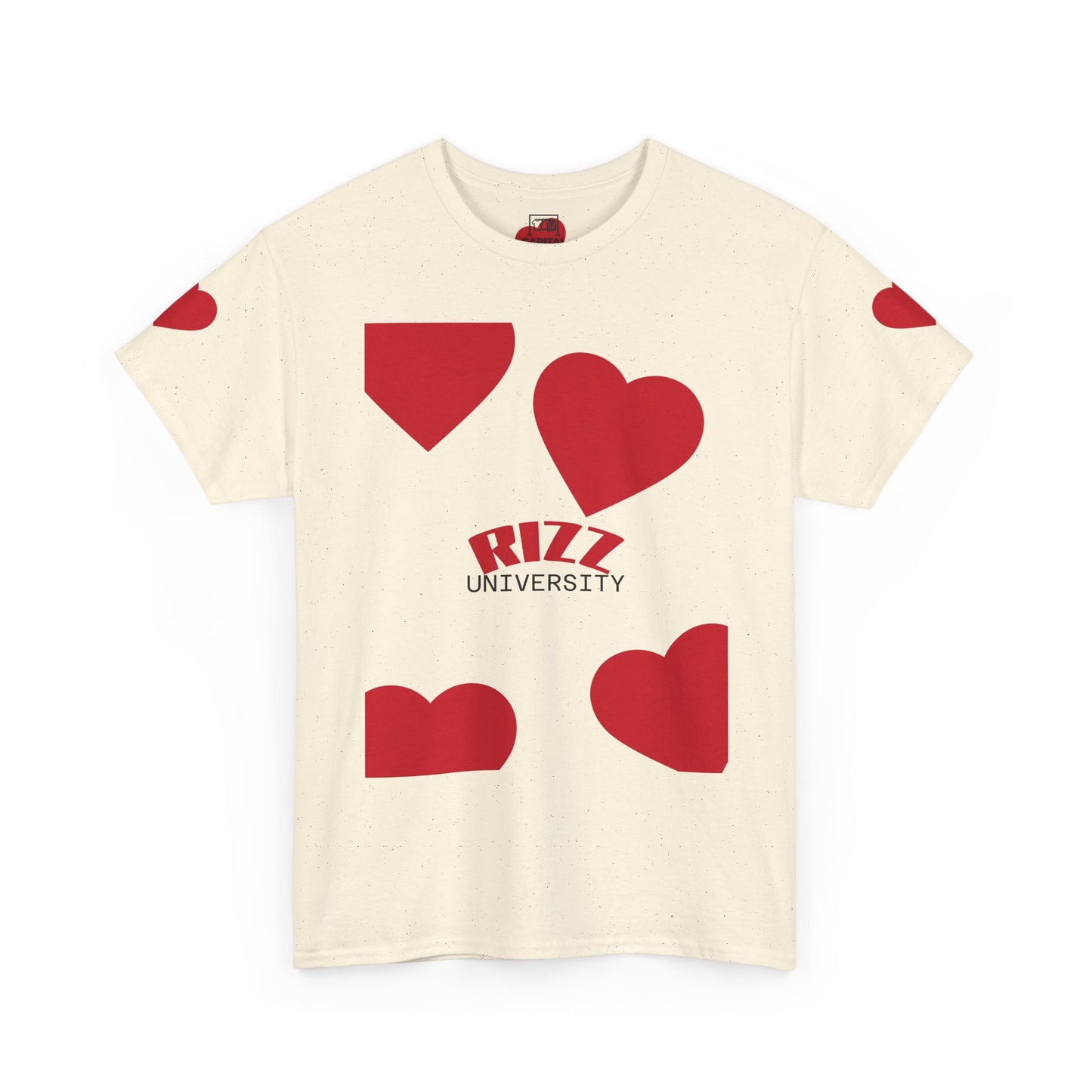 Unisex Heavy Cotton Tee with Heart Design - Rizz University Graphic Shirt, Casual Wear, Gifts for Students,