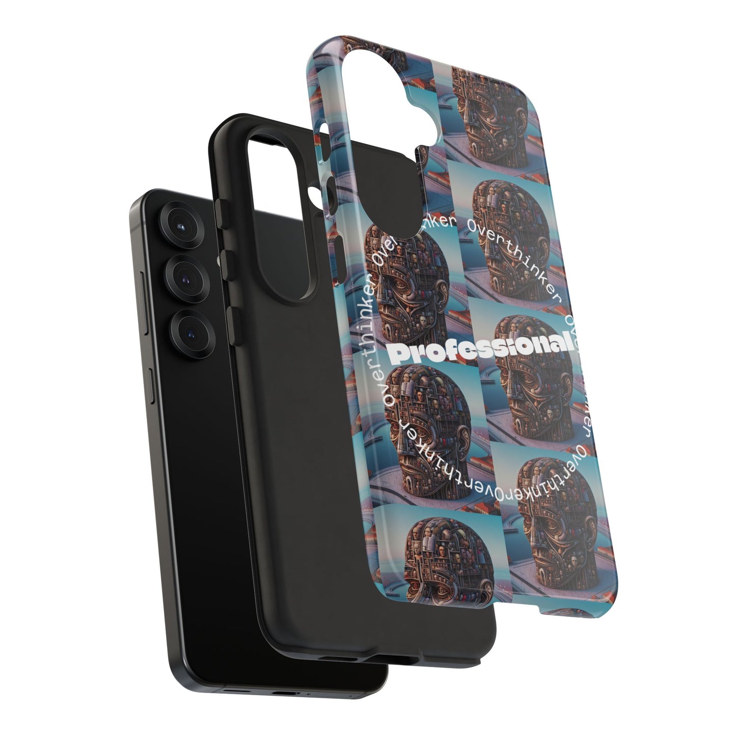 Professional Overthinker Phone Case, Cool Phone Cover, Tough Case for Gifts, Skull Design, Unique Phone Accessory, Fun Tech Gear