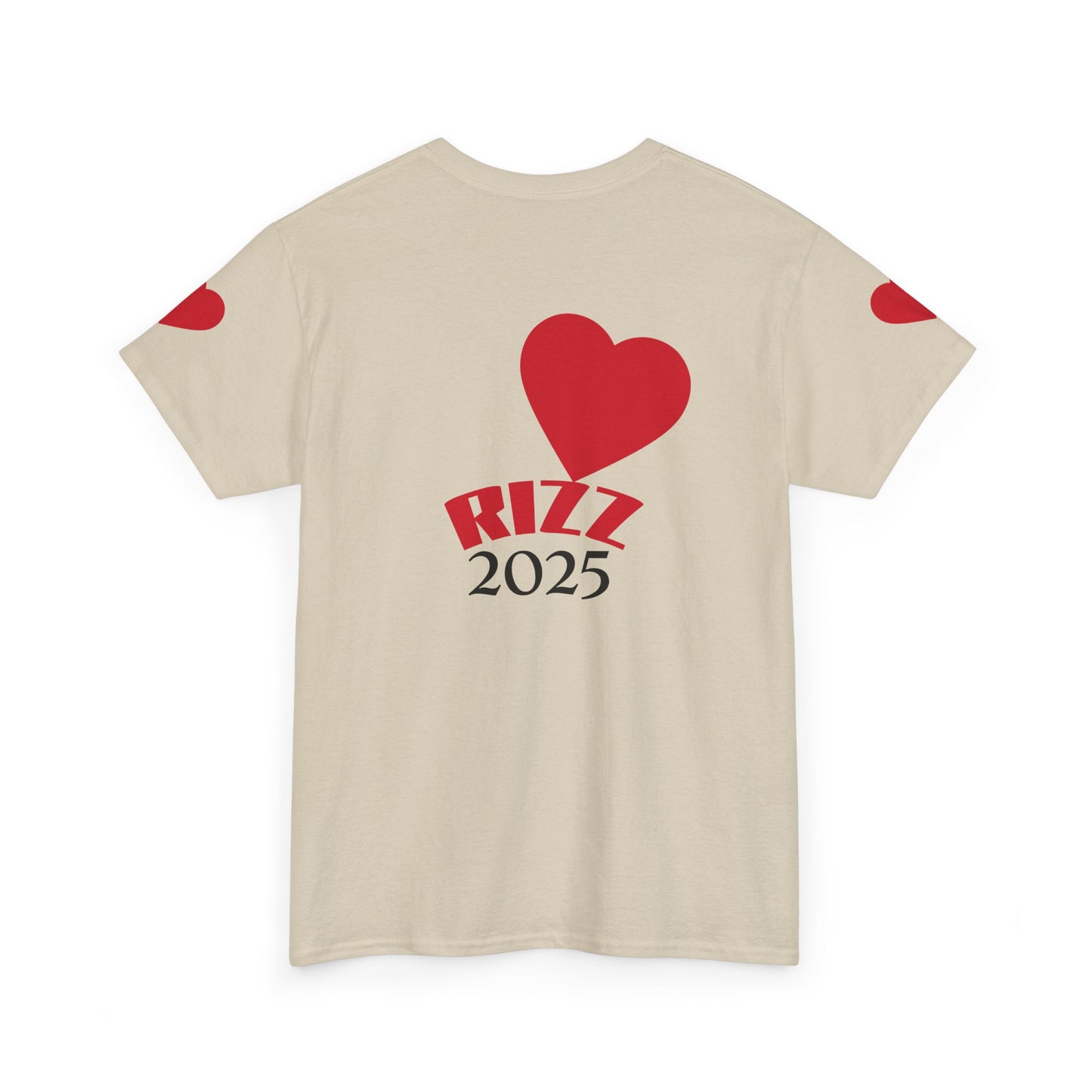 Unisex Heavy Cotton Tee with Heart Design - Rizz University Graphic Shirt, Casual Wear, Gifts for Students,