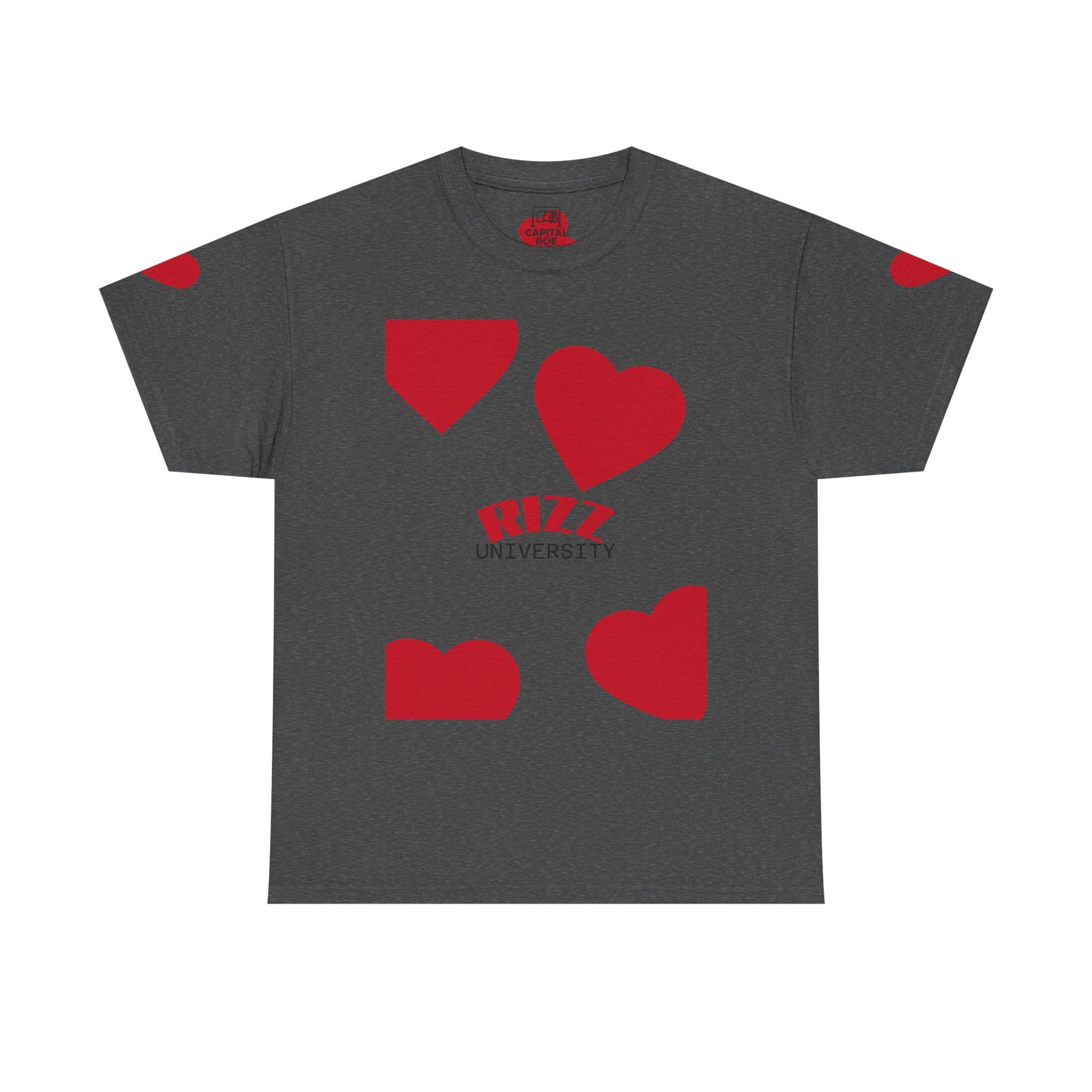 Unisex Heavy Cotton Tee with Heart Design - Rizz University Graphic Shirt, Casual Wear, Gifts for Students,