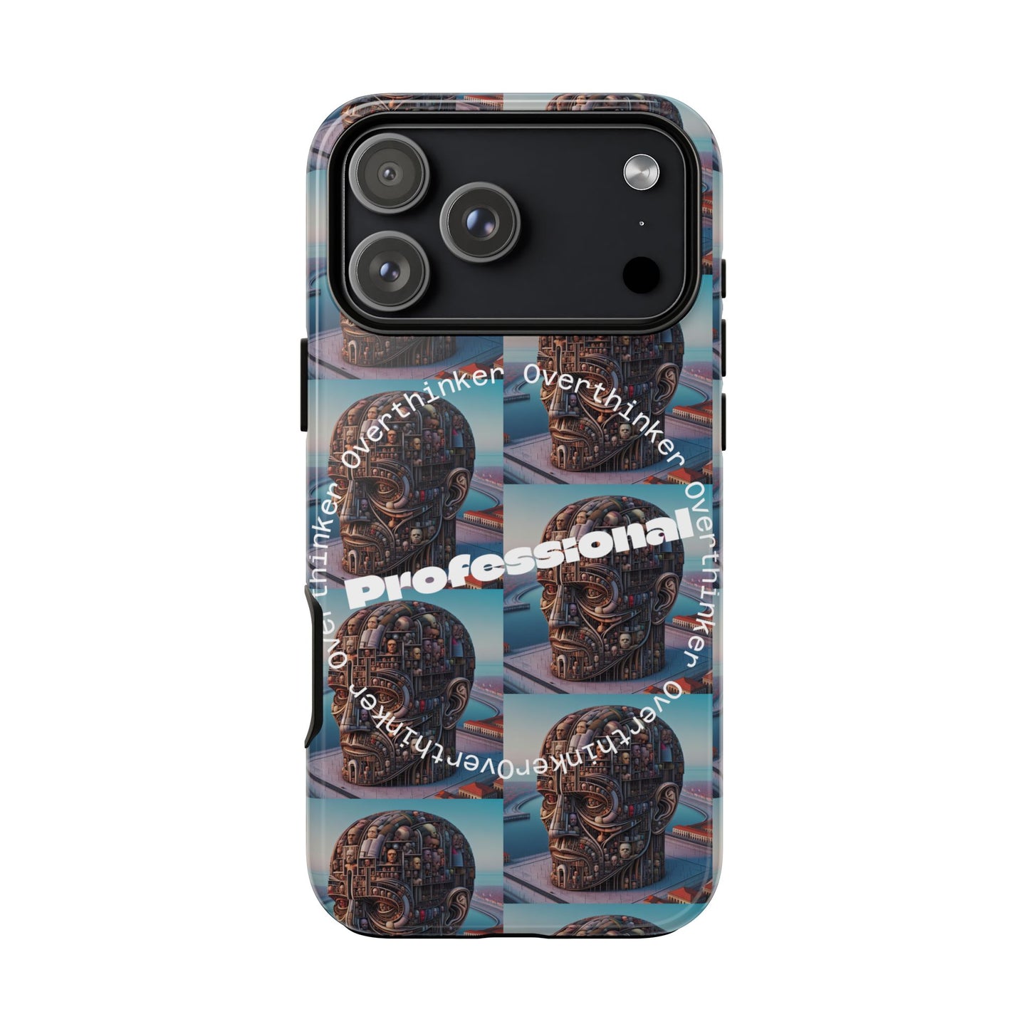 Professional Overthinker Phone Case, Cool Phone Cover, Tough Case for Gifts, Skull Design, Unique Phone Accessory, Fun Tech Gear