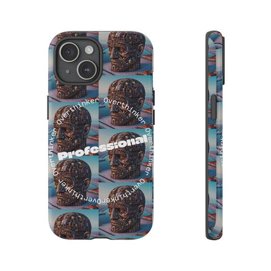 Professional Overthinker Phone Case, Cool Phone Cover, Tough Case for Gifts, Skull Design, Unique Phone Accessory, Fun Tech Gear