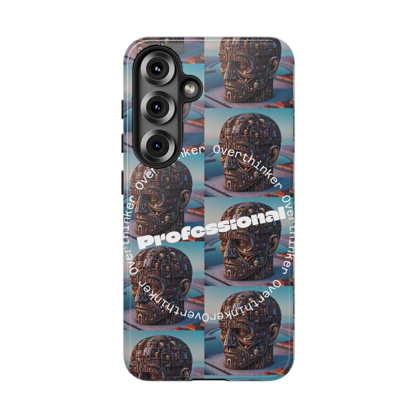 Professional Overthinker Phone Case, Cool Phone Cover, Tough Case for Gifts, Skull Design, Unique Phone Accessory, Fun Tech Gear
