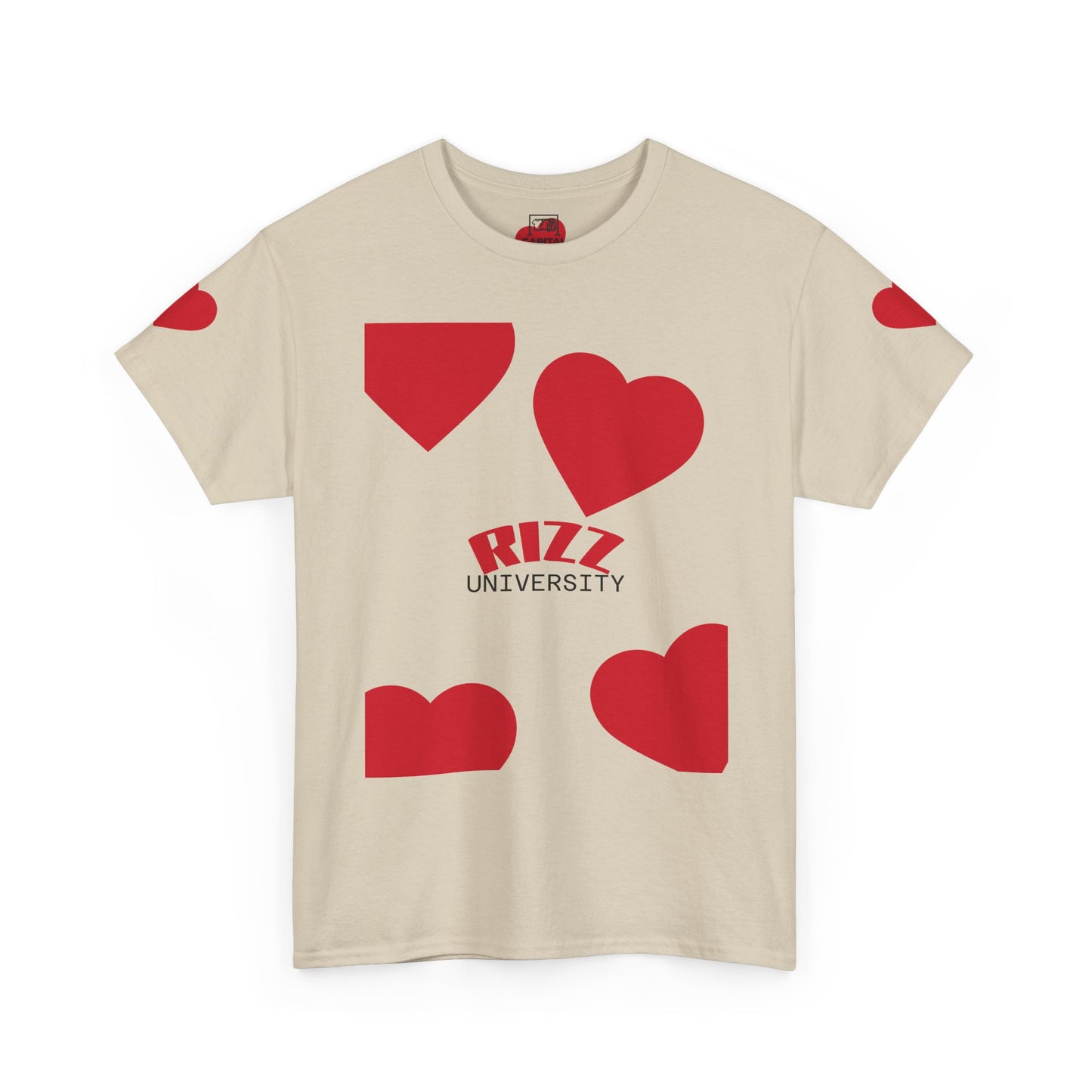 Unisex Heavy Cotton Tee with Heart Design - Rizz University Graphic Shirt, Casual Wear, Gifts for Students,