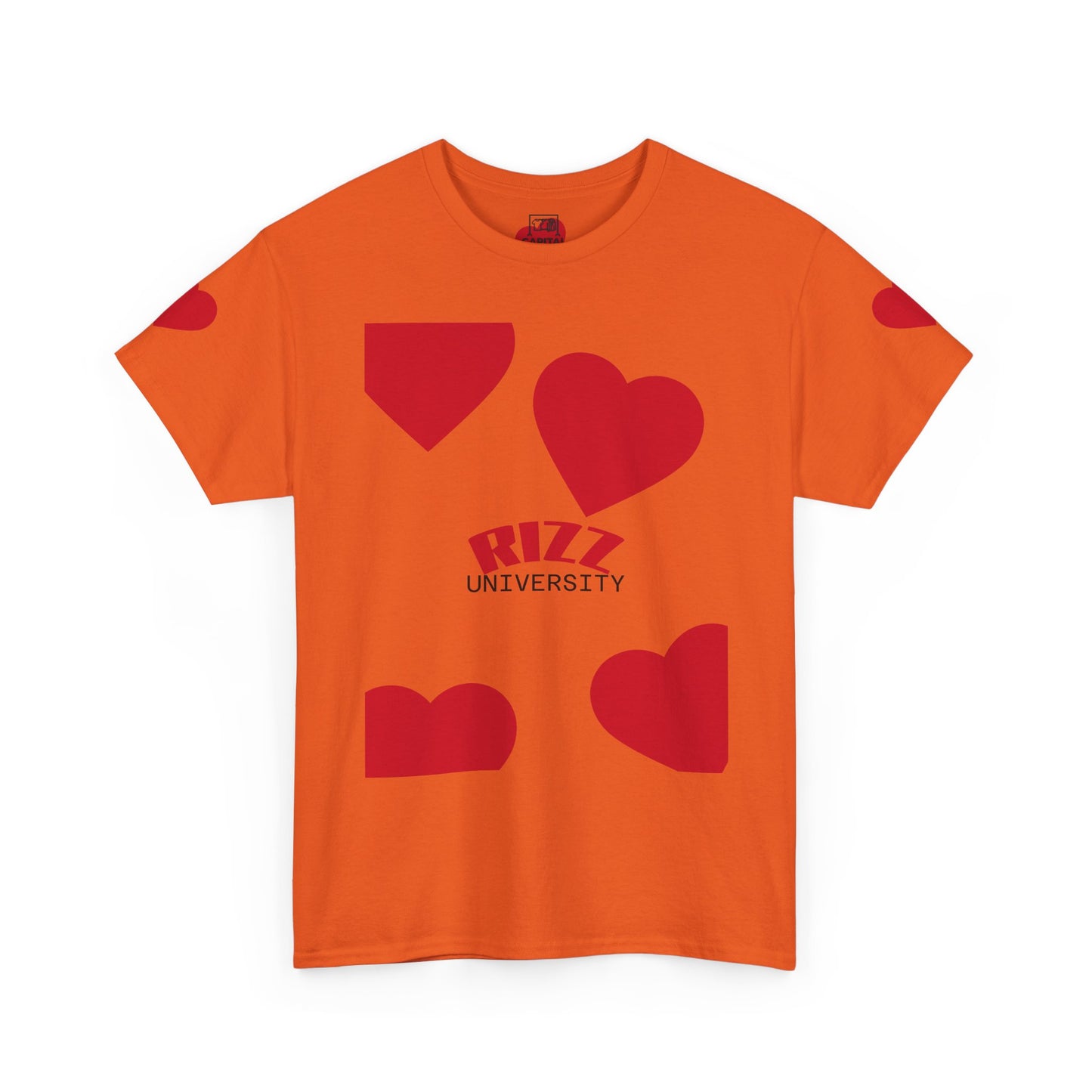 Unisex Heavy Cotton Tee with Heart Design - Rizz University Graphic Shirt, Casual Wear, Gifts for Students,