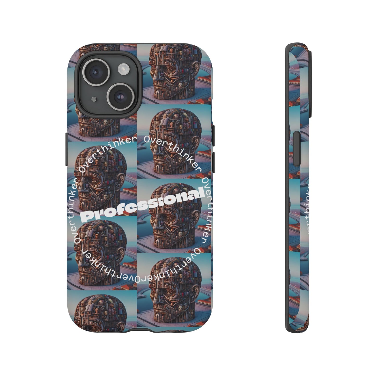 Professional Overthinker Phone Case, Cool Phone Cover, Tough Case for Gifts, Skull Design, Unique Phone Accessory, Fun Tech Gear