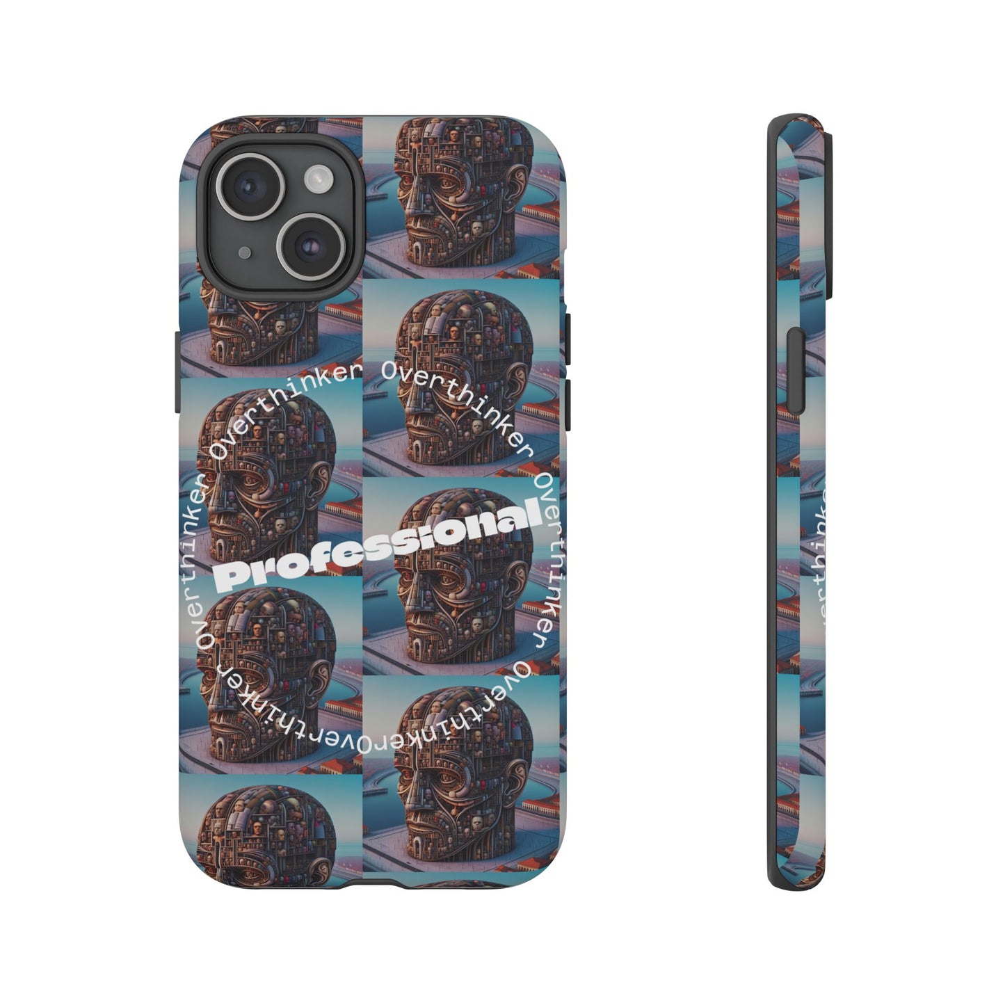 Professional Overthinker Phone Case, Cool Phone Cover, Tough Case for Gifts, Skull Design, Unique Phone Accessory, Fun Tech Gear