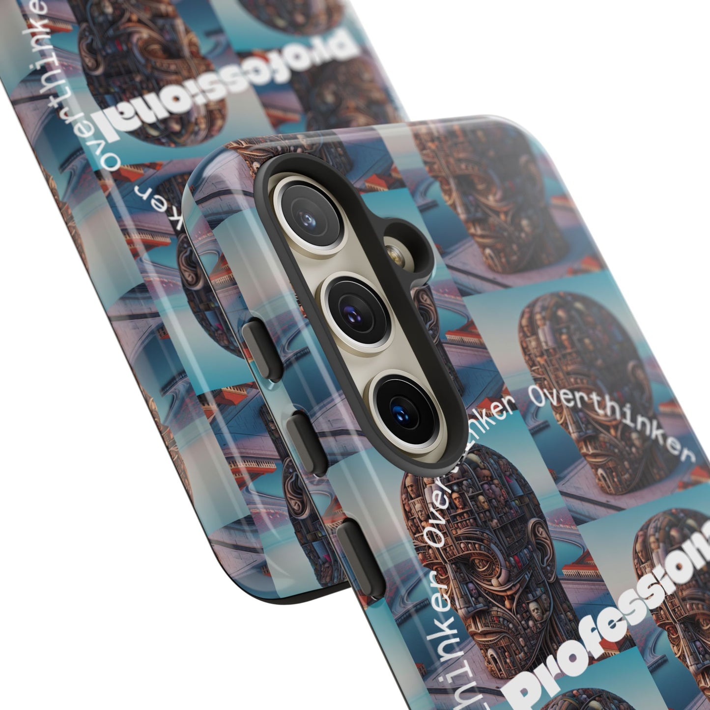 Professional Overthinker Phone Case, Cool Phone Cover, Tough Case for Gifts, Skull Design, Unique Phone Accessory, Fun Tech Gear