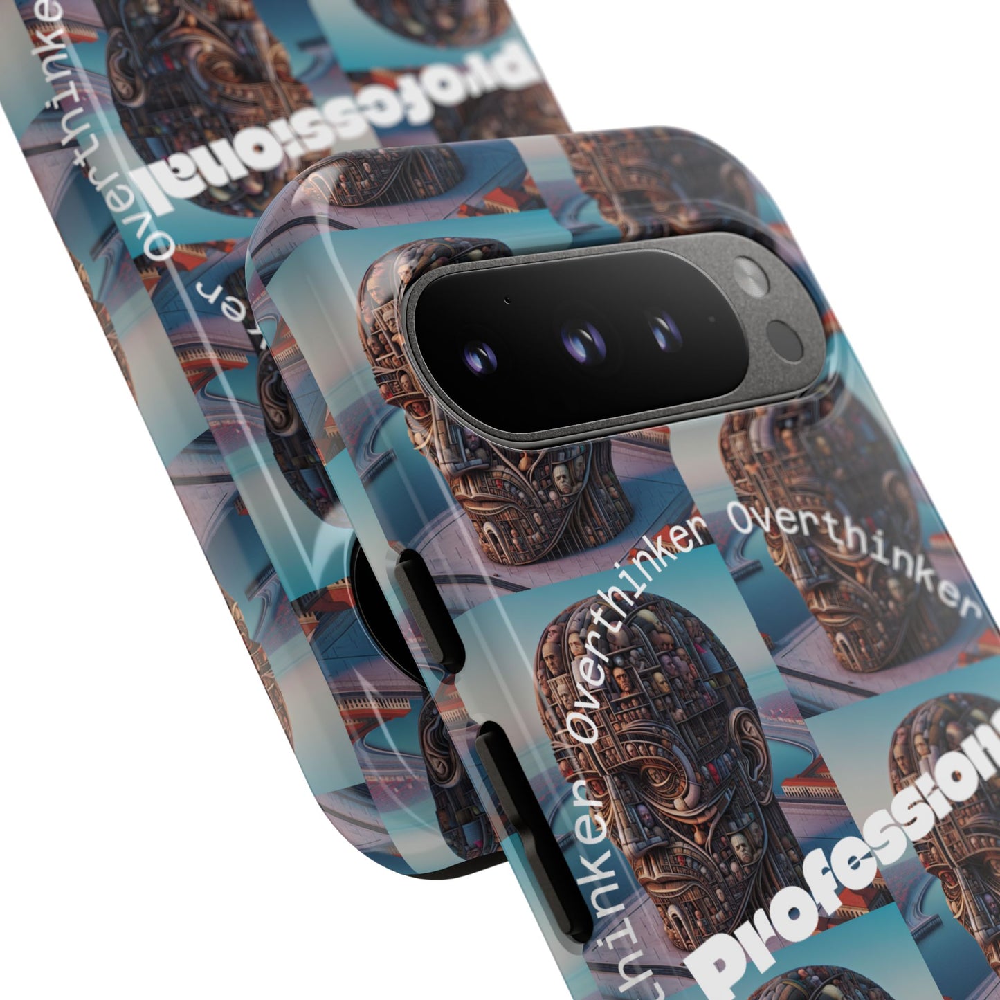 Professional Overthinker Phone Case, Cool Phone Cover, Tough Case for Gifts, Skull Design, Unique Phone Accessory, Fun Tech Gear