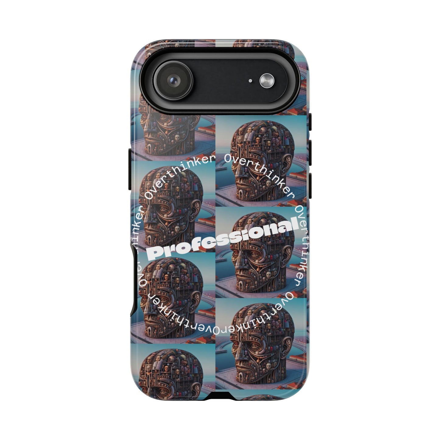 Professional Overthinker Phone Case, Cool Phone Cover, Tough Case for Gifts, Skull Design, Unique Phone Accessory, Fun Tech Gear