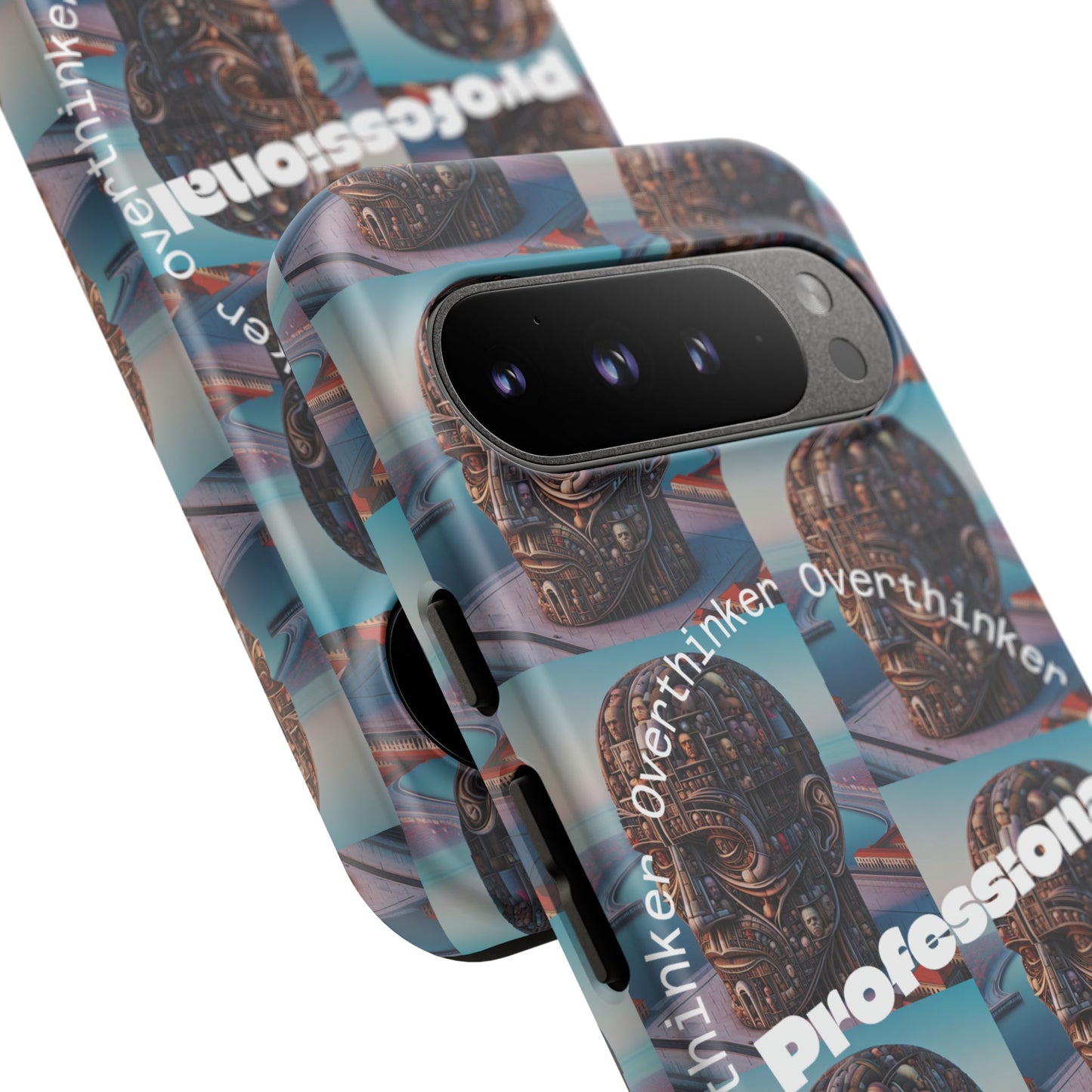 Professional Overthinker Phone Case, Cool Phone Cover, Tough Case for Gifts, Skull Design, Unique Phone Accessory, Fun Tech Gear