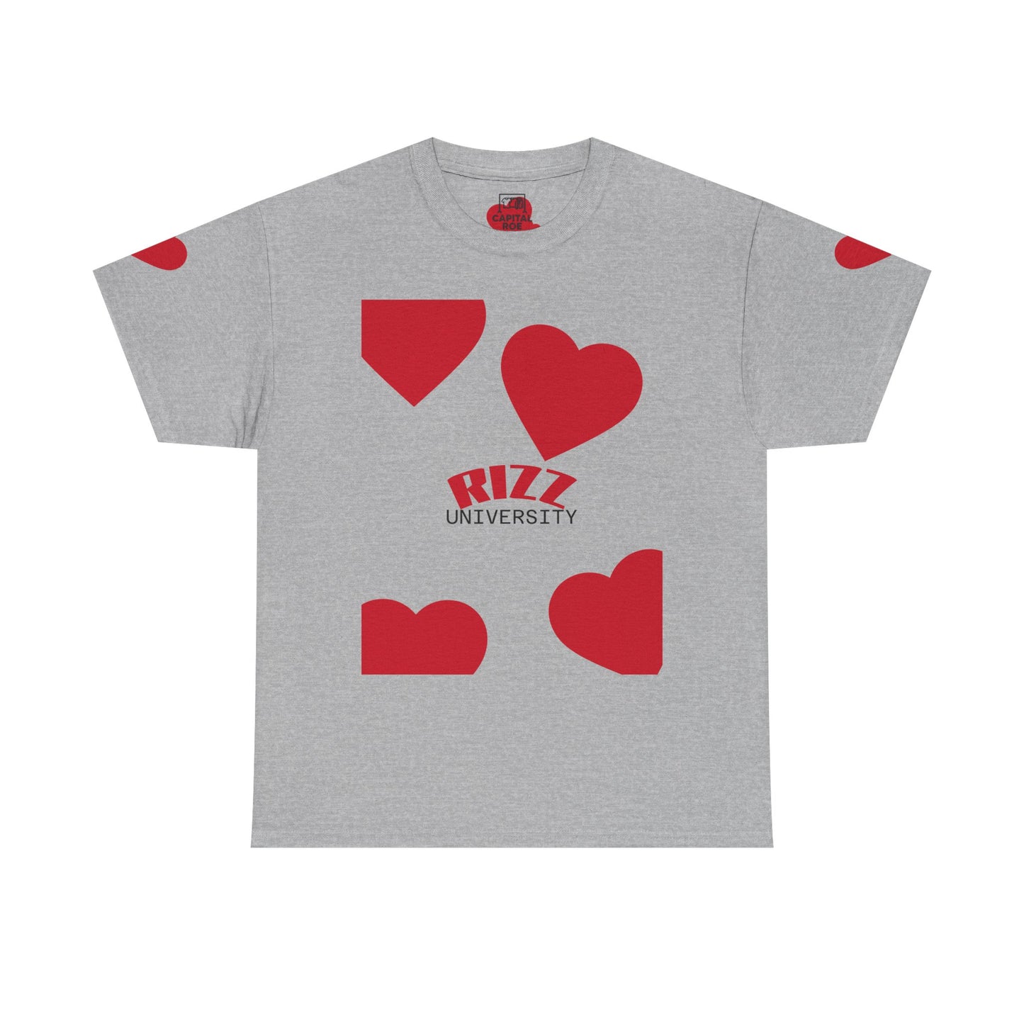 Unisex Heavy Cotton Tee with Heart Design - Rizz University Graphic Shirt, Casual Wear, Gifts for Students,