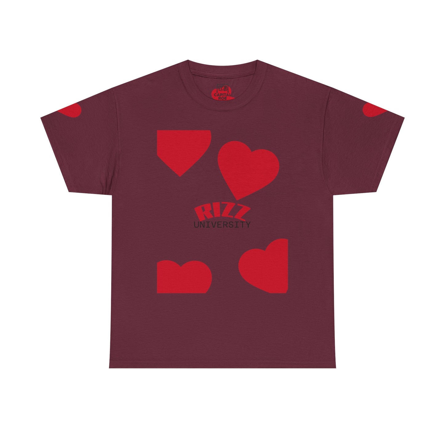 Unisex Heavy Cotton Tee with Heart Design - Rizz University Graphic Shirt, Casual Wear, Gifts for Students,
