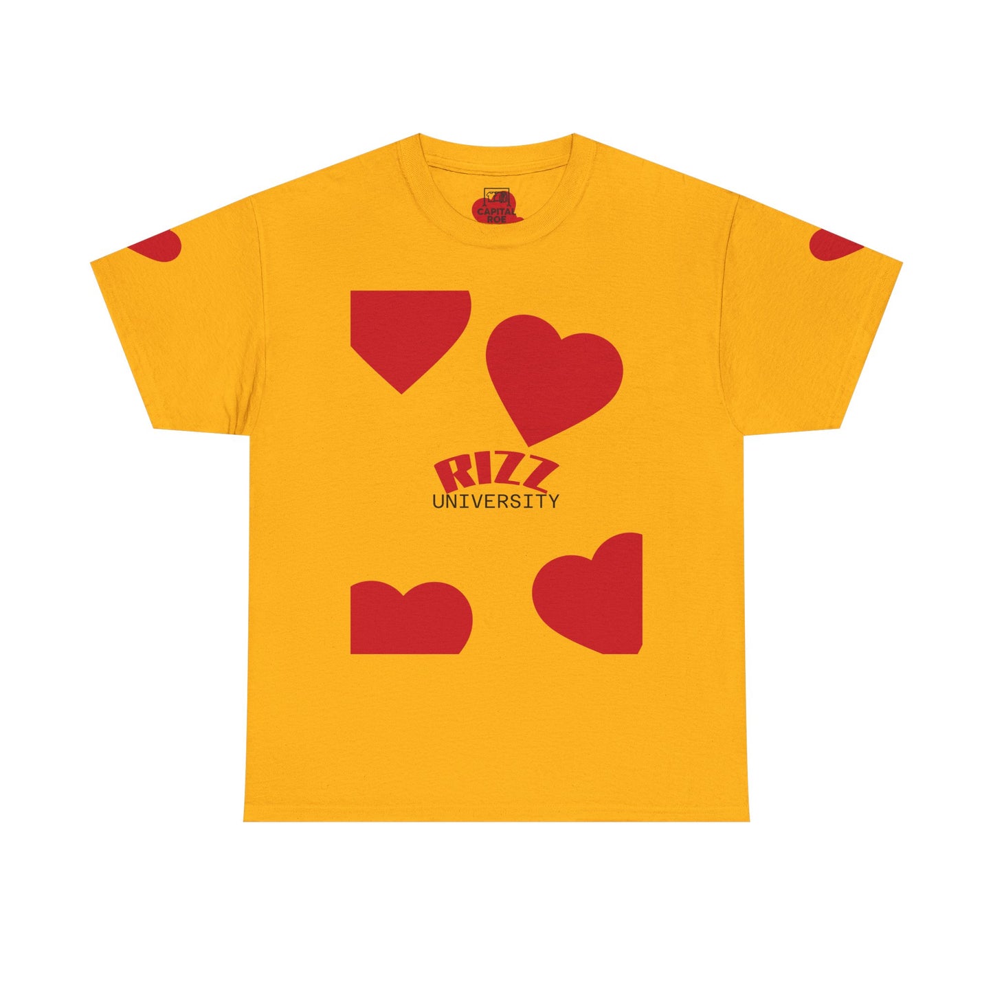 Unisex Heavy Cotton Tee with Heart Design - Rizz University Graphic Shirt, Casual Wear, Gifts for Students,