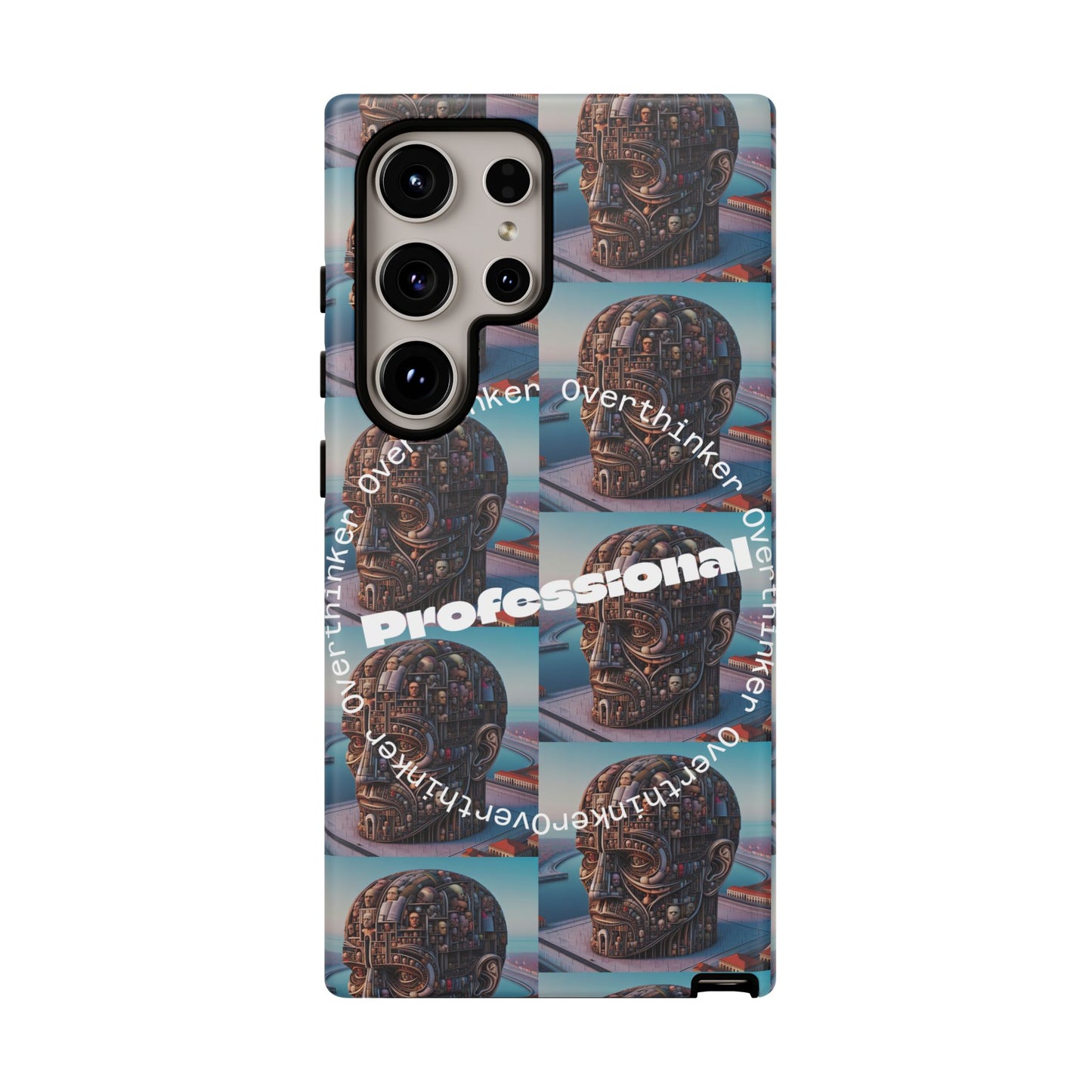 Professional Overthinker Phone Case, Cool Phone Cover, Tough Case for Gifts, Skull Design, Unique Phone Accessory, Fun Tech Gear