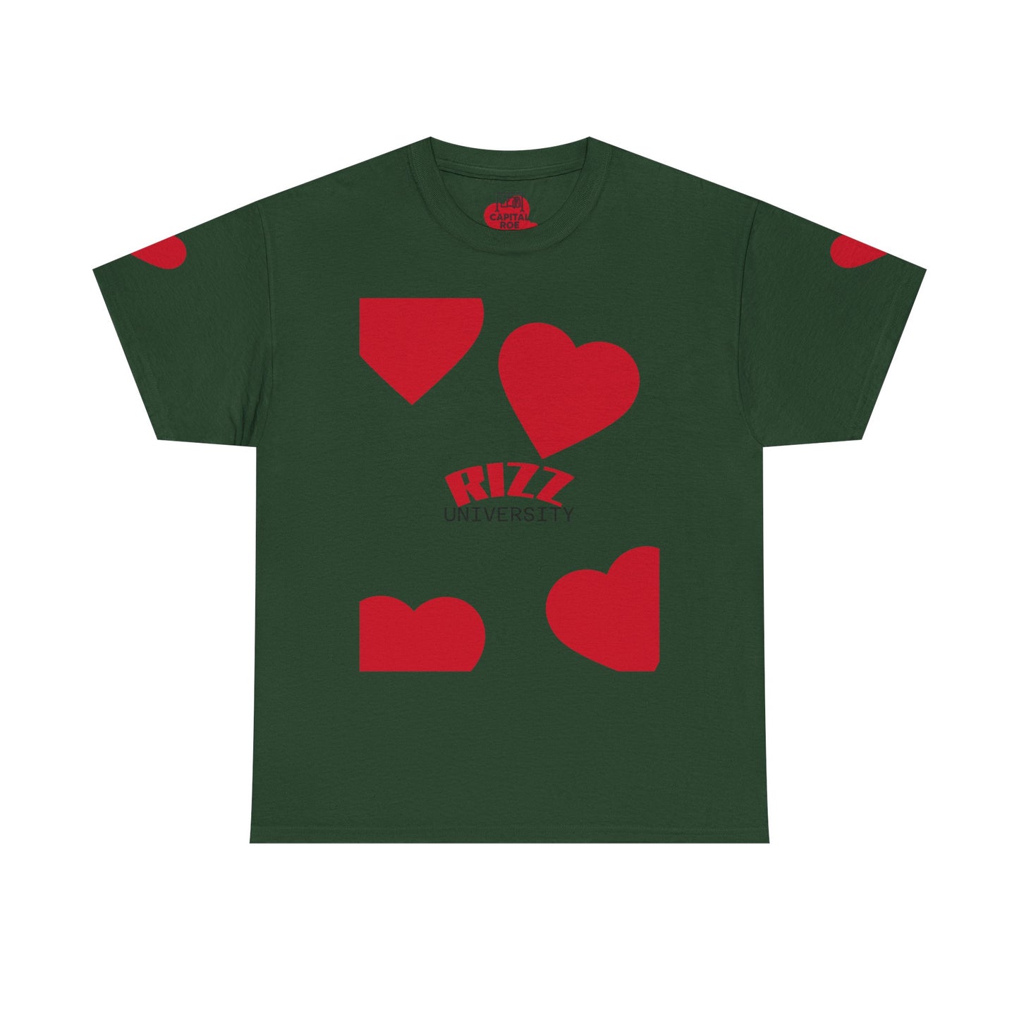 Unisex Heavy Cotton Tee with Heart Design - Rizz University Graphic Shirt, Casual Wear, Gifts for Students,