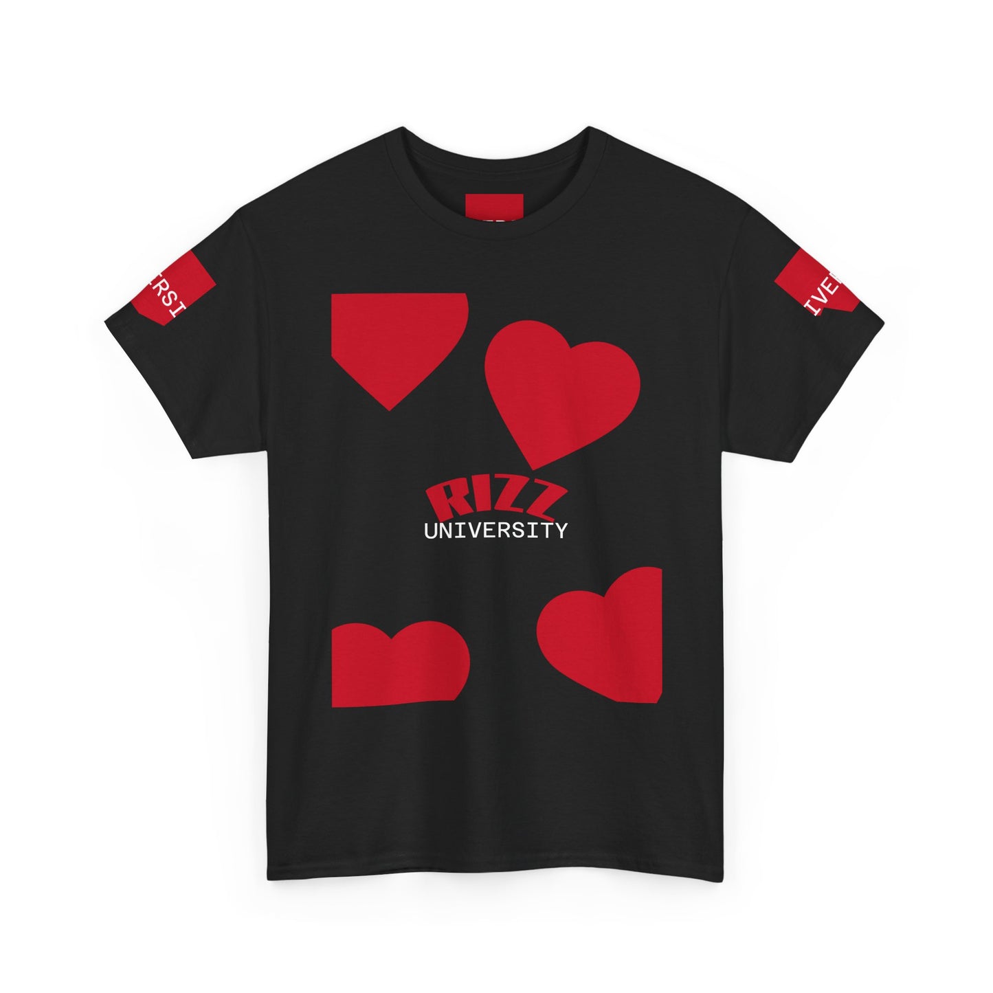 Unisex Heavy Cotton Tee with Heart Design - Rizz University Graphic Shirt, Casual Wear, Gifts for Students,
