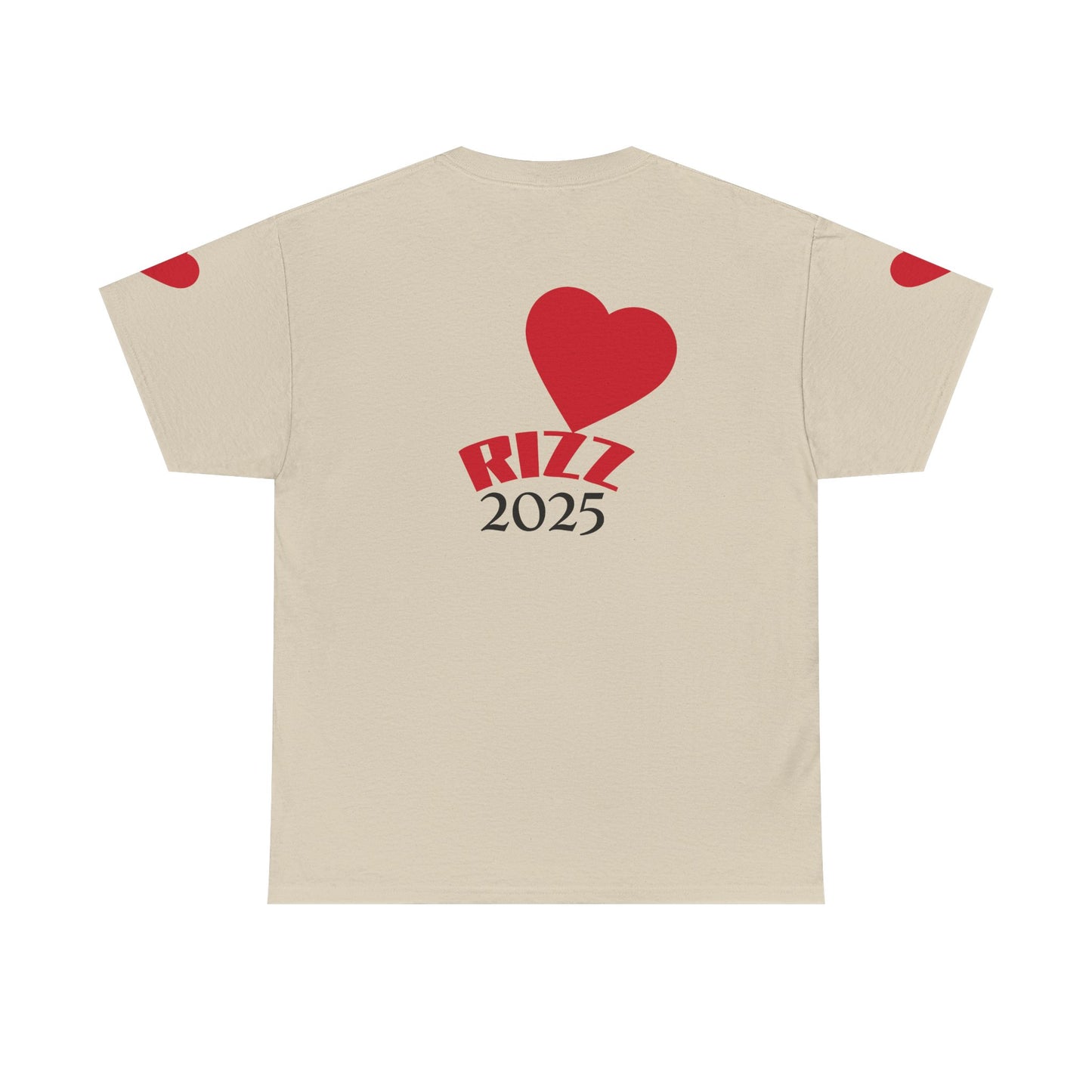 Unisex Heavy Cotton Tee with Heart Design - Rizz University Graphic Shirt, Casual Wear, Gifts for Students,