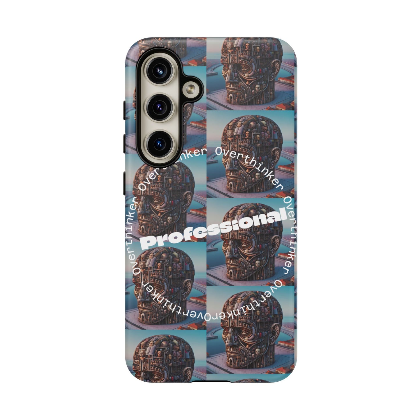 Professional Overthinker Phone Case, Cool Phone Cover, Tough Case for Gifts, Skull Design, Unique Phone Accessory, Fun Tech Gear