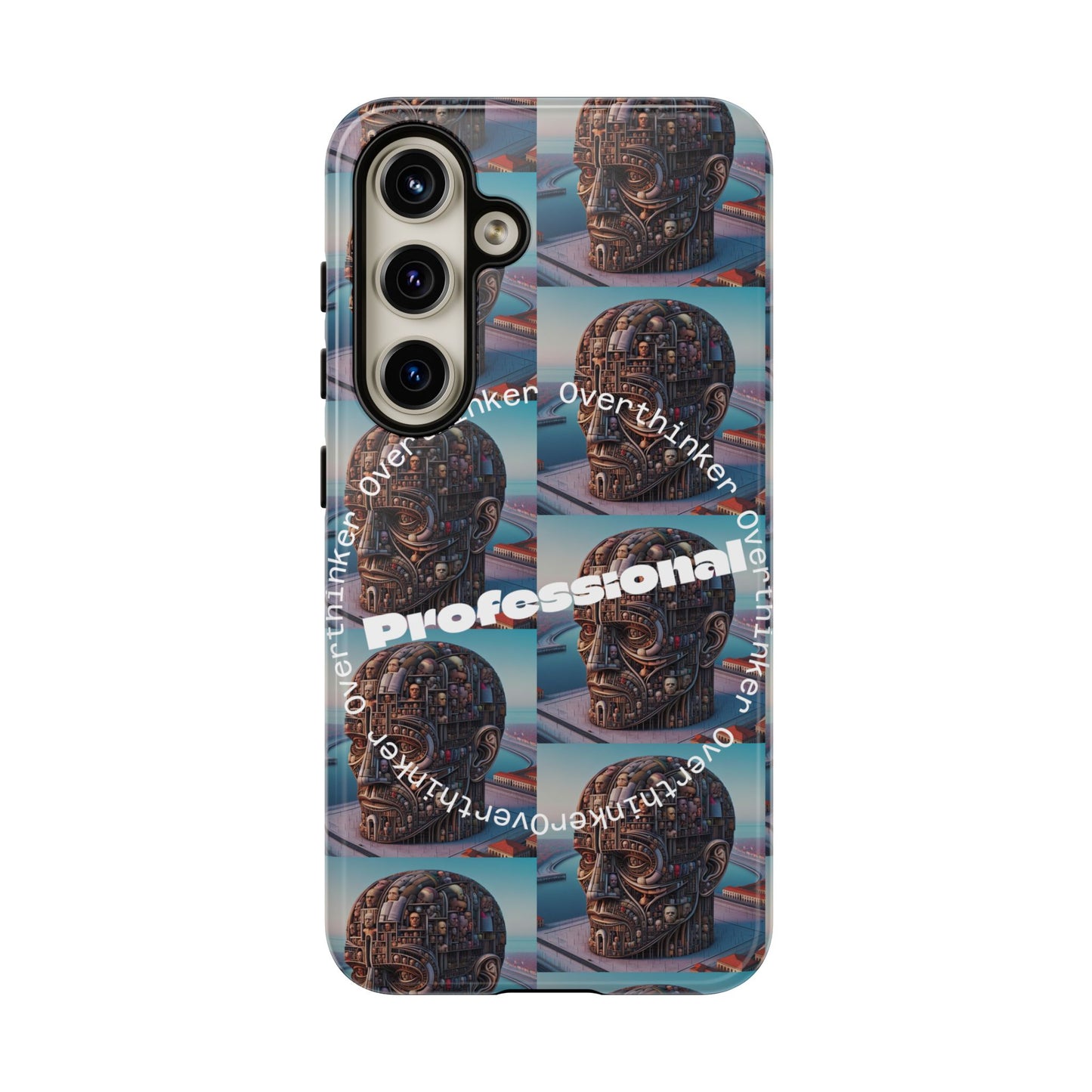Professional Overthinker Phone Case, Cool Phone Cover, Tough Case for Gifts, Skull Design, Unique Phone Accessory, Fun Tech Gear