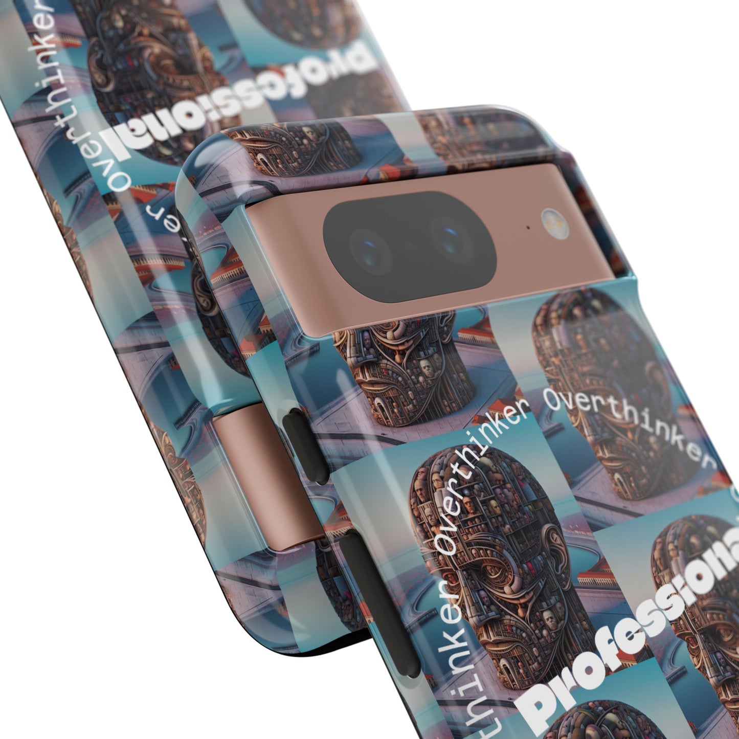 Professional Overthinker Phone Case, Cool Phone Cover, Tough Case for Gifts, Skull Design, Unique Phone Accessory, Fun Tech Gear