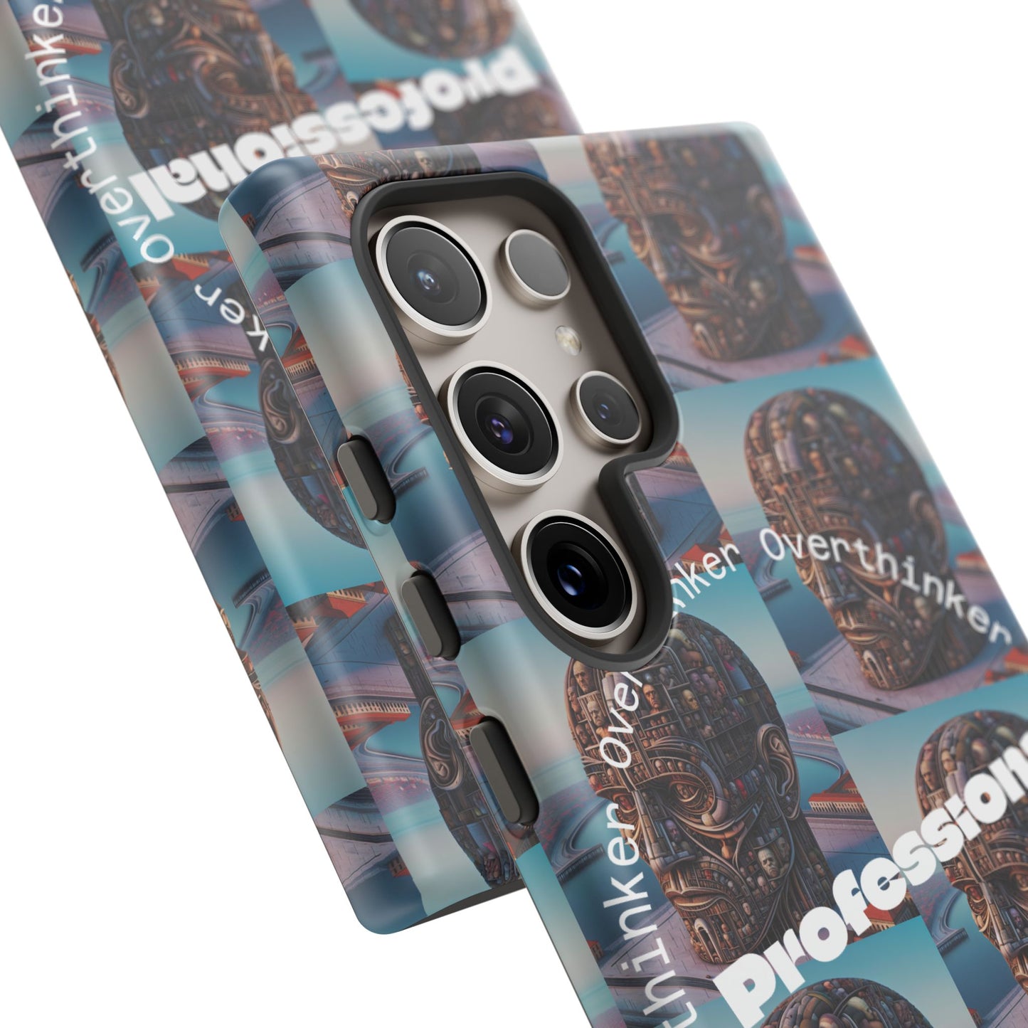 Professional Overthinker Phone Case, Cool Phone Cover, Tough Case for Gifts, Skull Design, Unique Phone Accessory, Fun Tech Gear