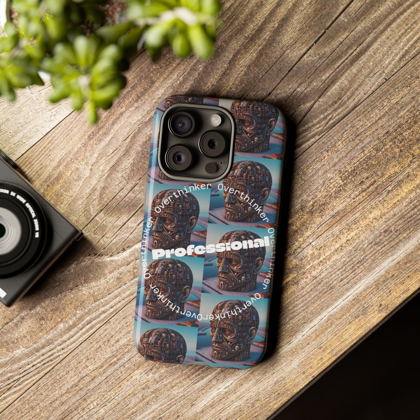 Professional Overthinker Phone Case, Cool Phone Cover, Tough Case for Gifts, Skull Design, Unique Phone Accessory, Fun Tech Gear