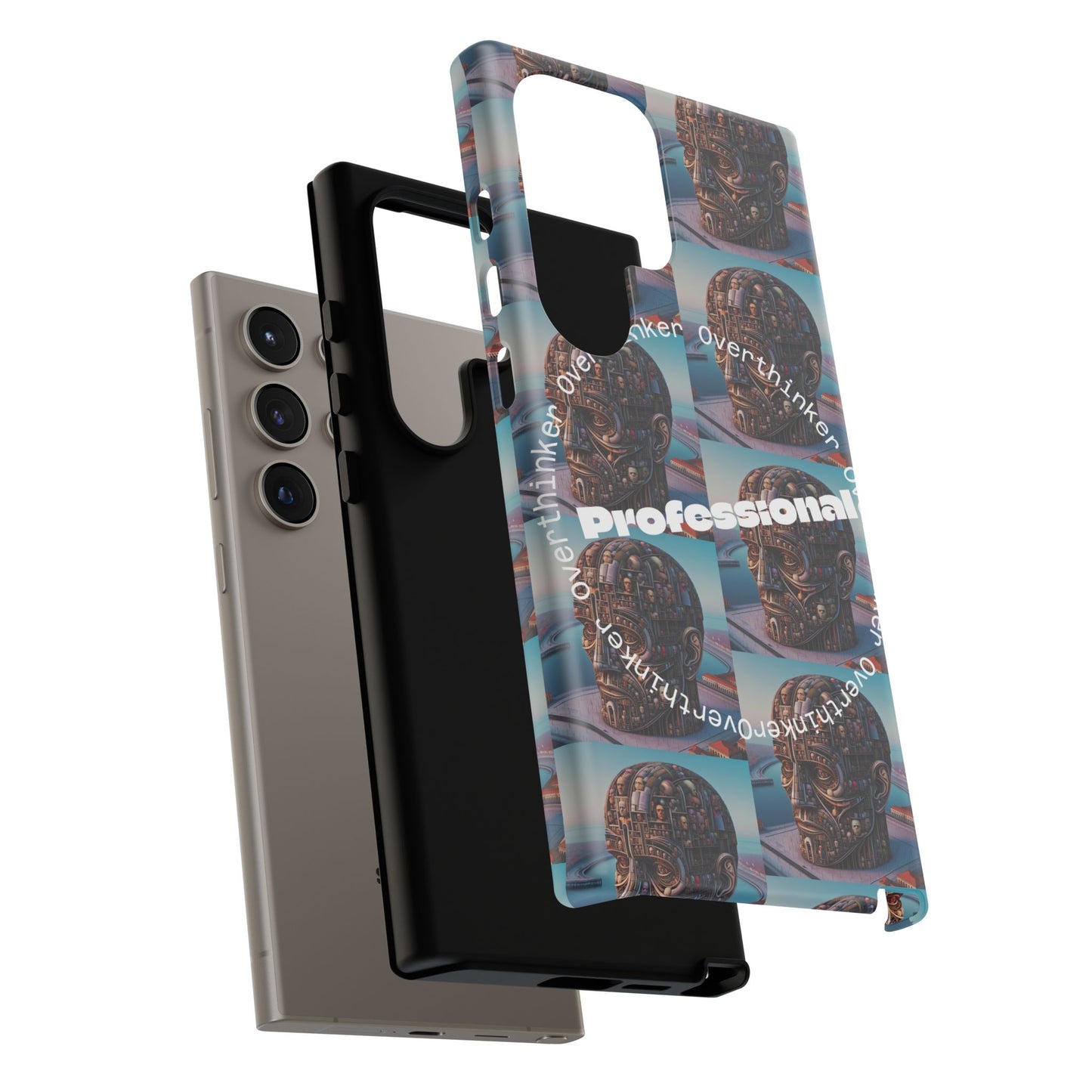 Professional Overthinker Phone Case, Cool Phone Cover, Tough Case for Gifts, Skull Design, Unique Phone Accessory, Fun Tech Gear