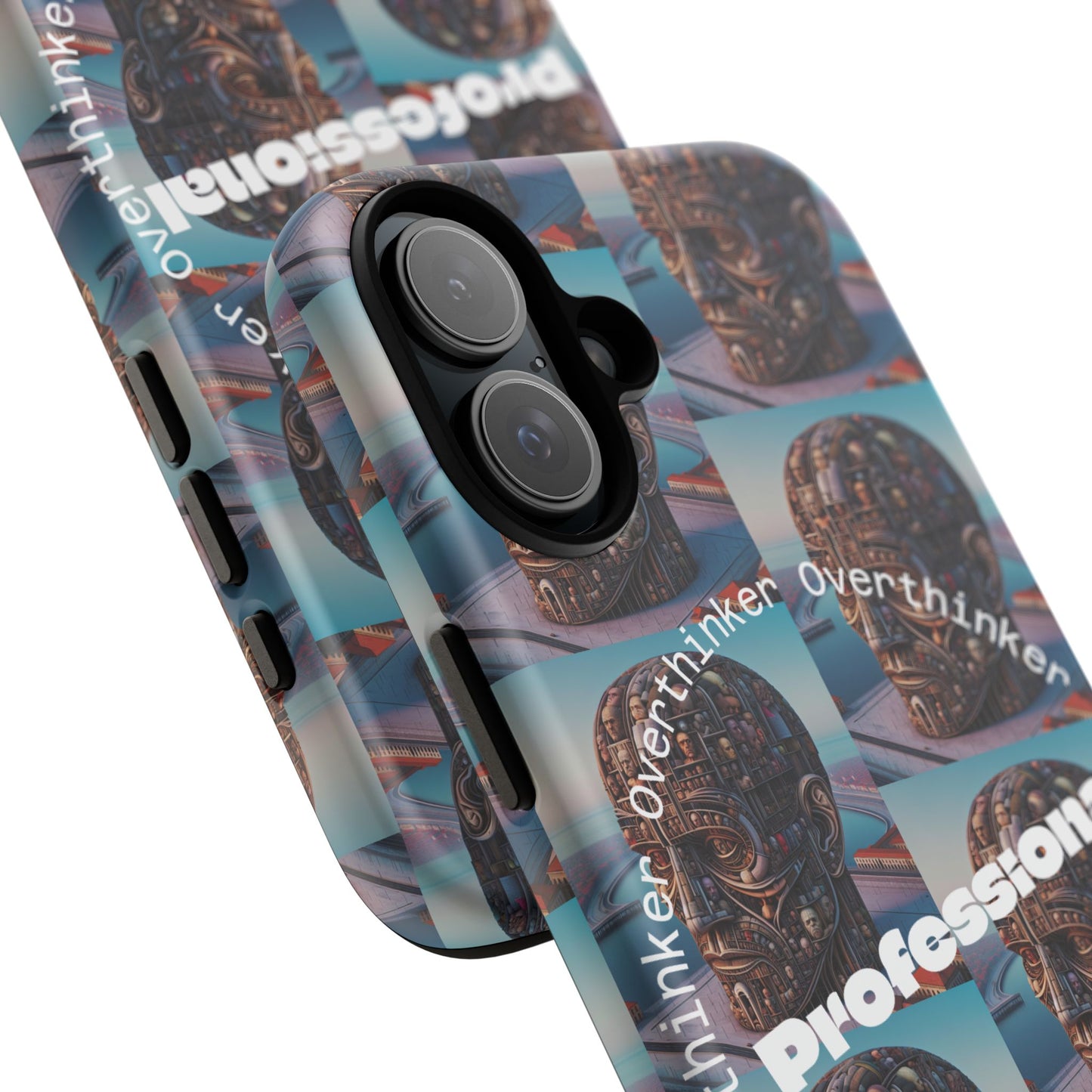 Professional Overthinker Phone Case, Cool Phone Cover, Tough Case for Gifts, Skull Design, Unique Phone Accessory, Fun Tech Gear
