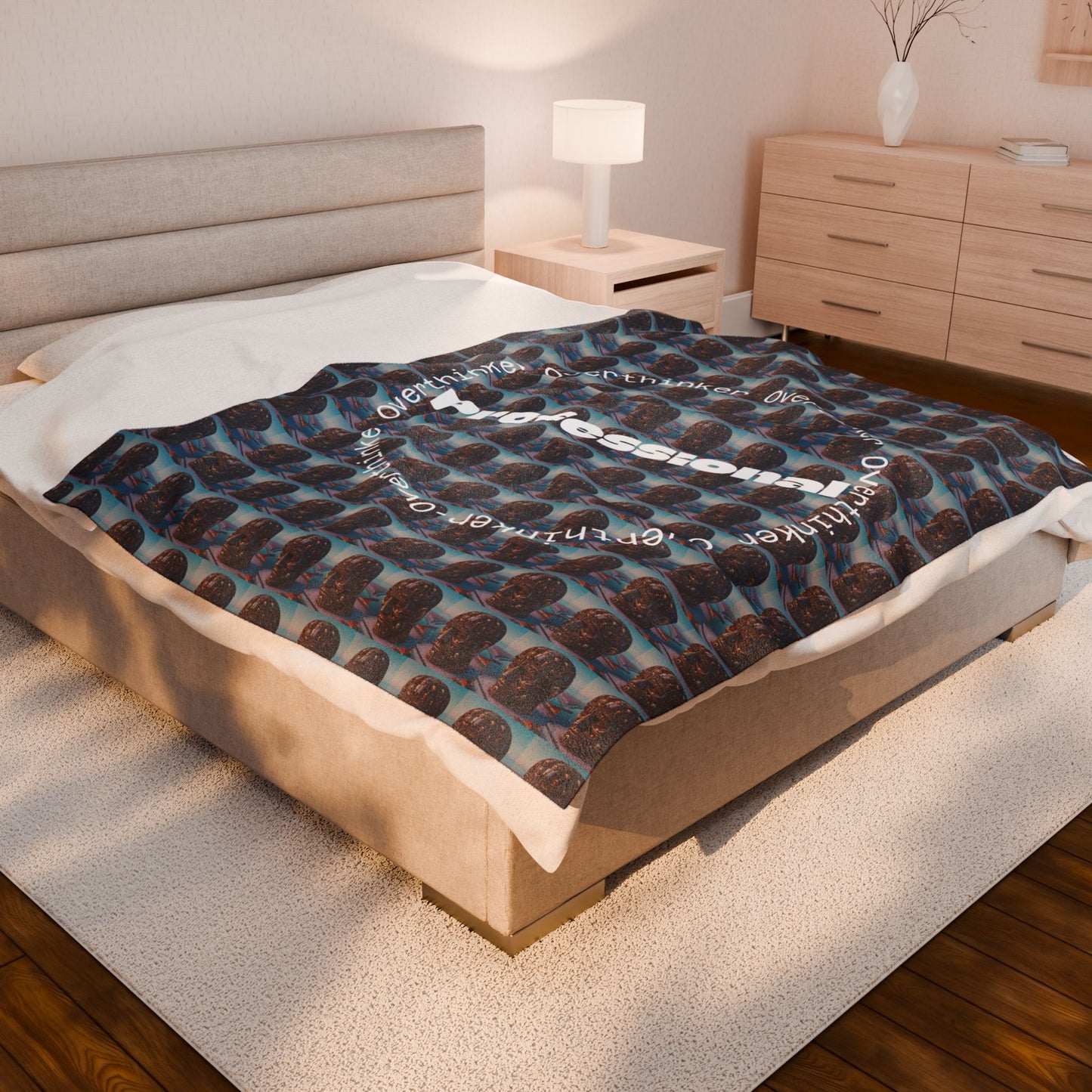 Professional Overthinker Velveteen Plush Blanket | Cozy Throw for Relaxation