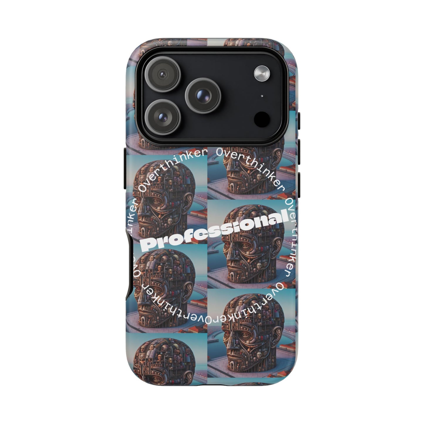 Professional Overthinker Phone Case, Cool Phone Cover, Tough Case for Gifts, Skull Design, Unique Phone Accessory, Fun Tech Gear