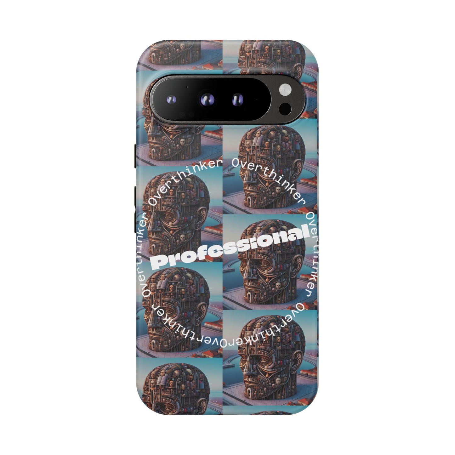 Professional Overthinker Phone Case, Cool Phone Cover, Tough Case for Gifts, Skull Design, Unique Phone Accessory, Fun Tech Gear