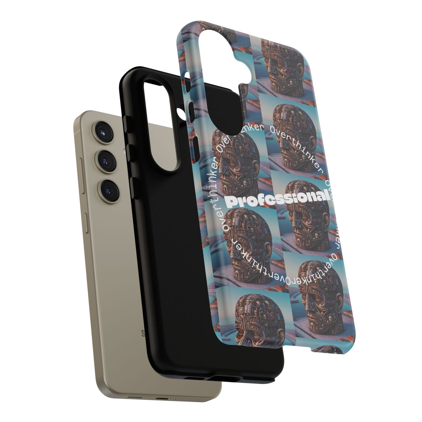 Professional Overthinker Phone Case, Cool Phone Cover, Tough Case for Gifts, Skull Design, Unique Phone Accessory, Fun Tech Gear
