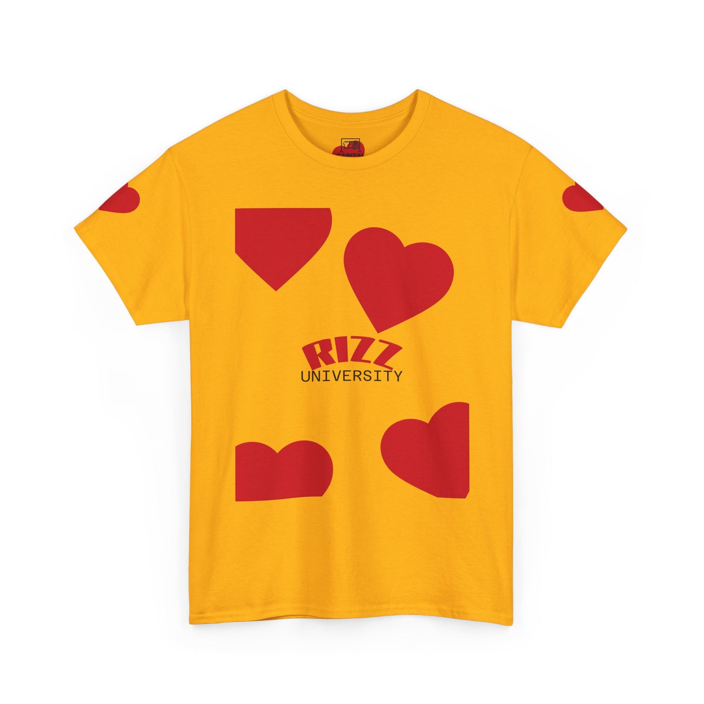 Unisex Heavy Cotton Tee with Heart Design - Rizz University Graphic Shirt, Casual Wear, Gifts for Students,